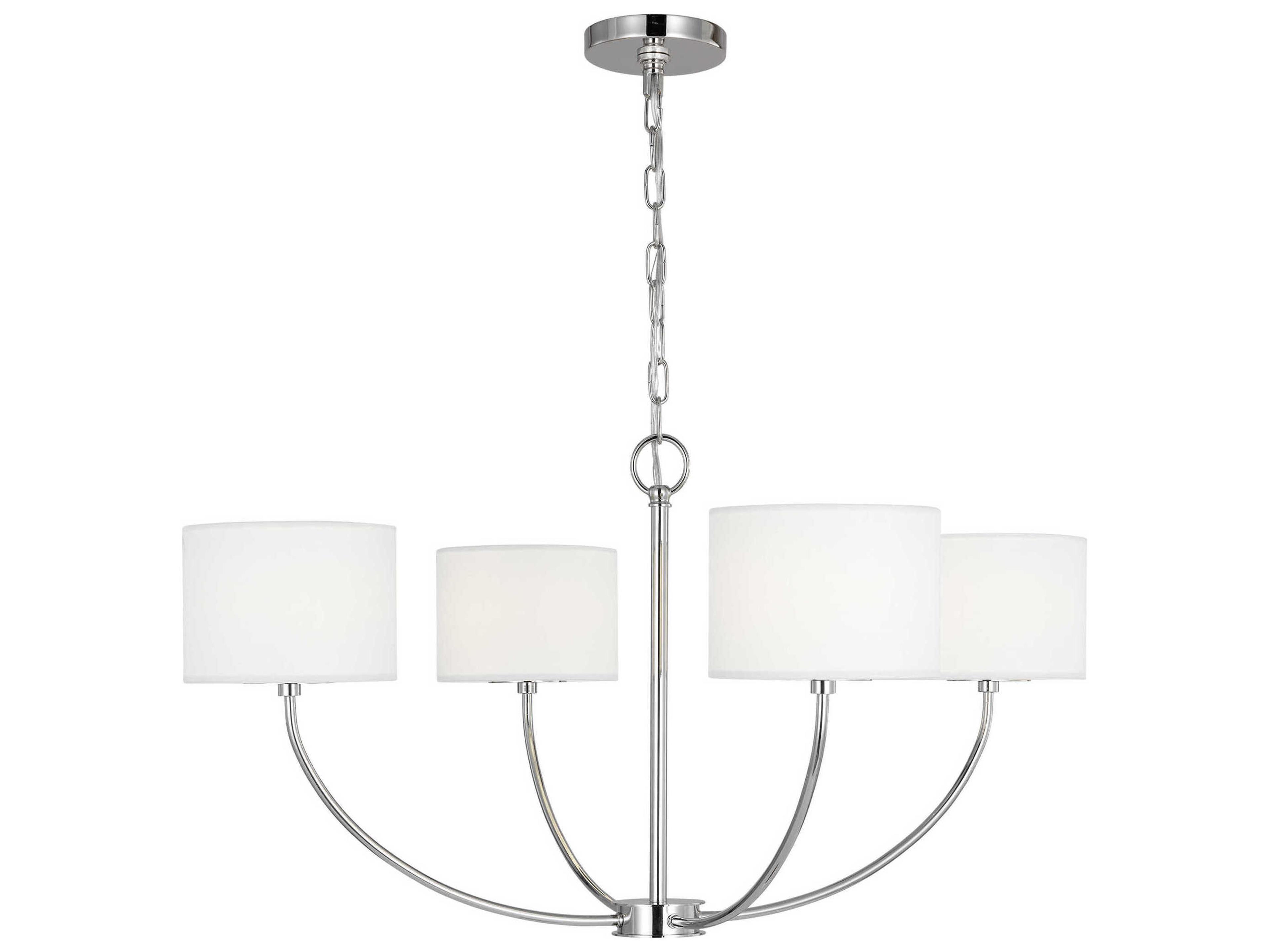 Visual Comfort Studio Sawyer 4-Light Polished Nickel Drum Chandelier