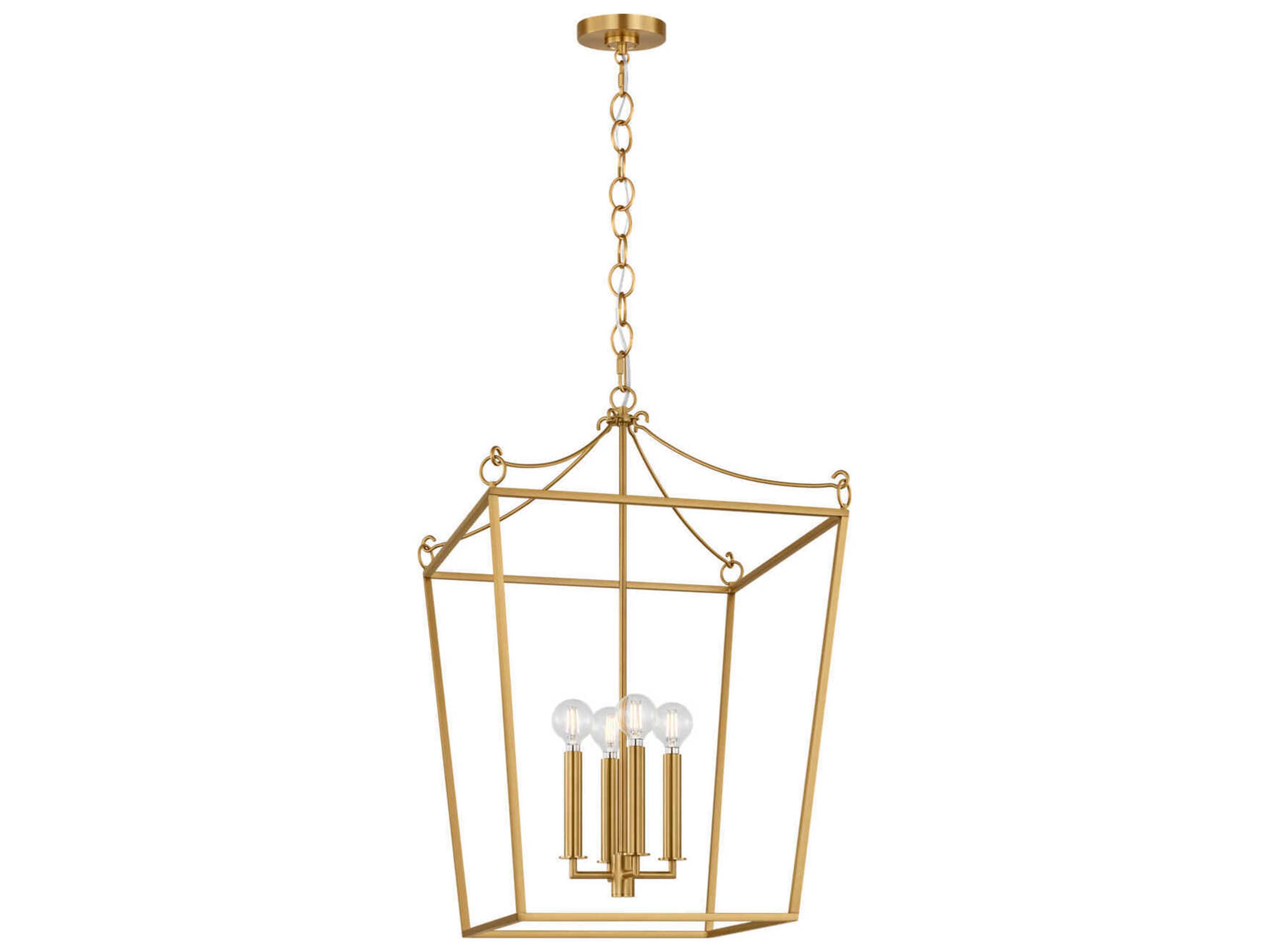Visual Comfort Studio Carlyle 4-Light Burnished Brass Lantern Pendant