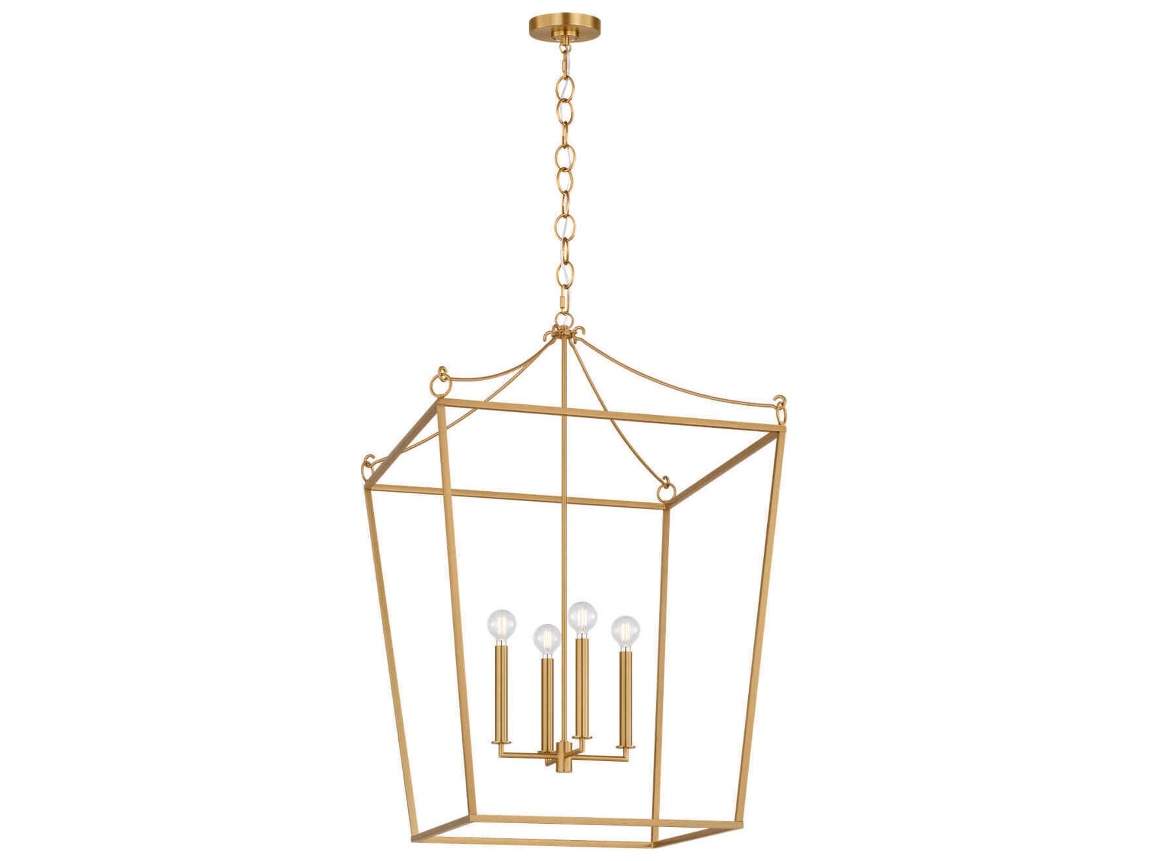 Visual Comfort Studio Carlyle 4-Light Burnished Brass Lantern Pendant