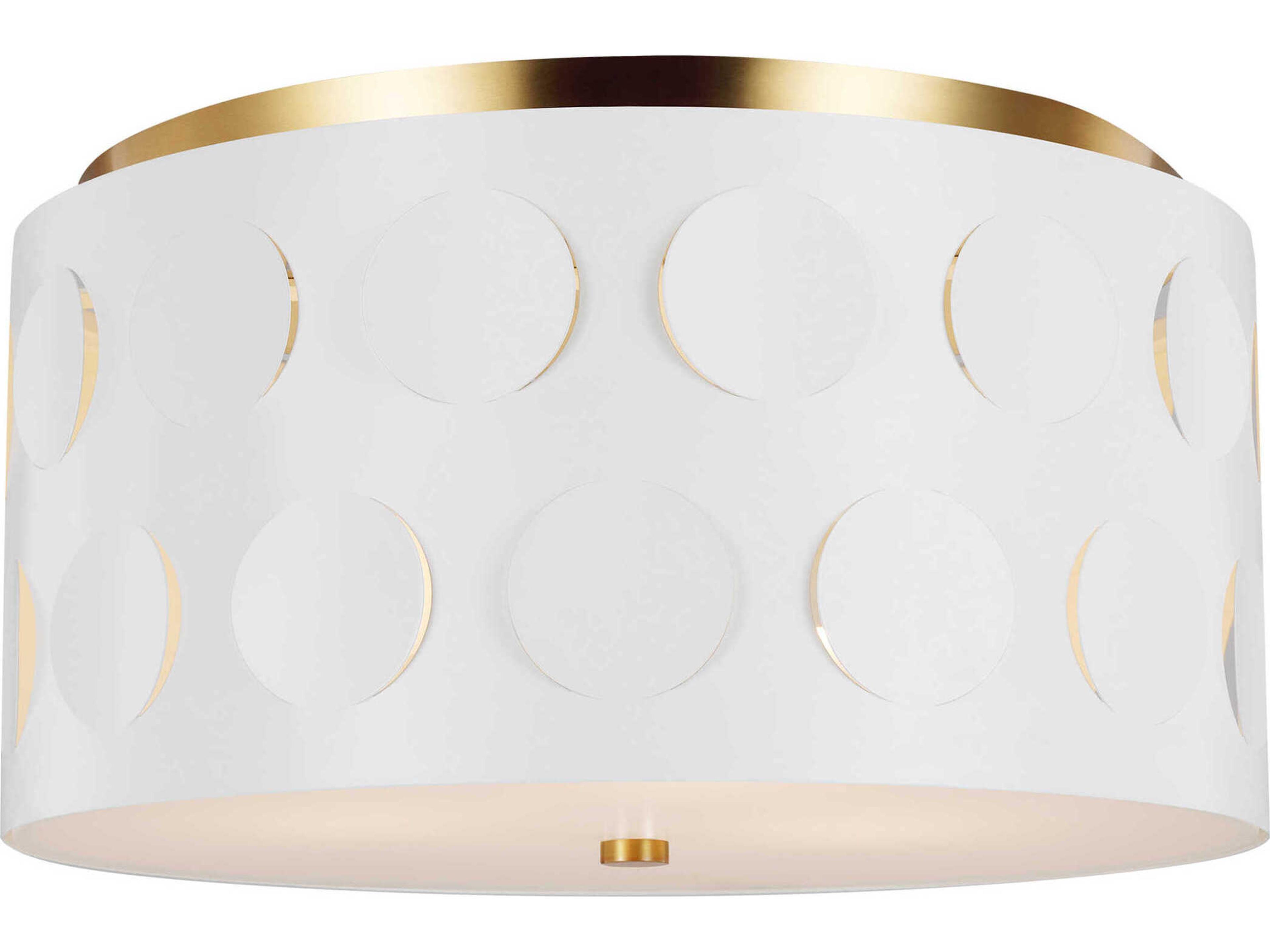 Visual Comfort Studio Dottie 3-Light Burnished Brass White Drum Flush Mount