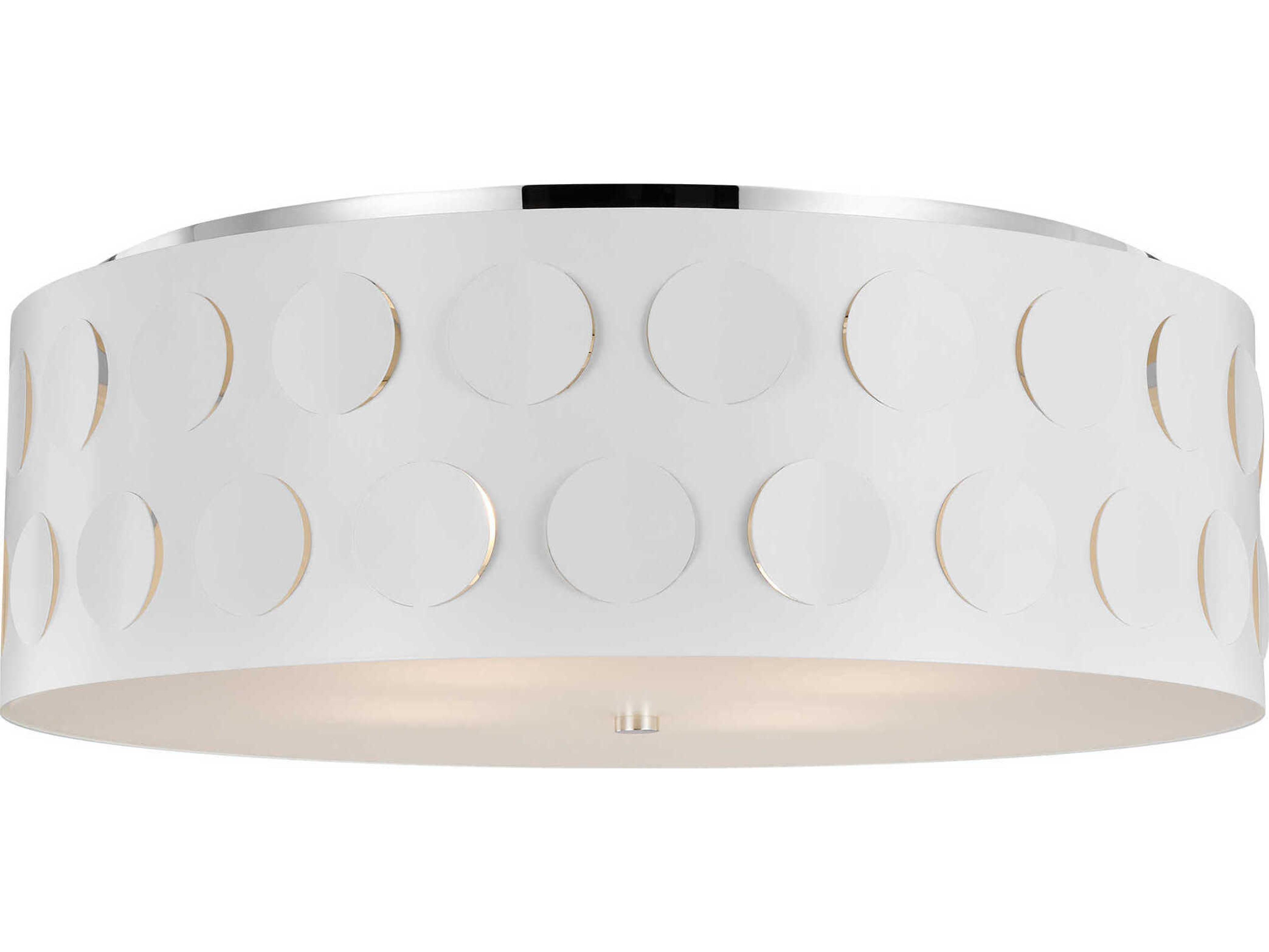 Visual Comfort Studio Dottie 4-Light Polished Nickel White Drum Flush Mount