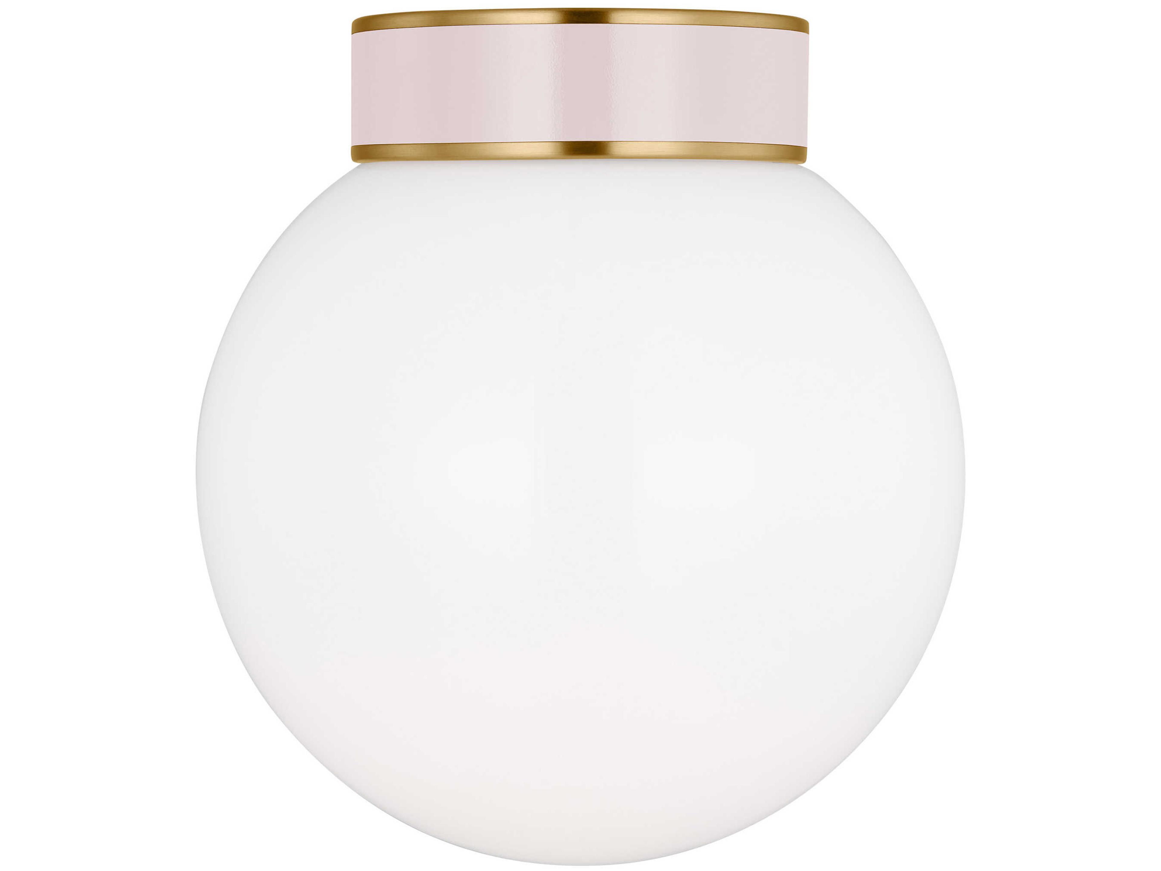 Visual Comfort Studio Monroe 1-Light Burnished Brass Blush Pink Globe Flush Mount
