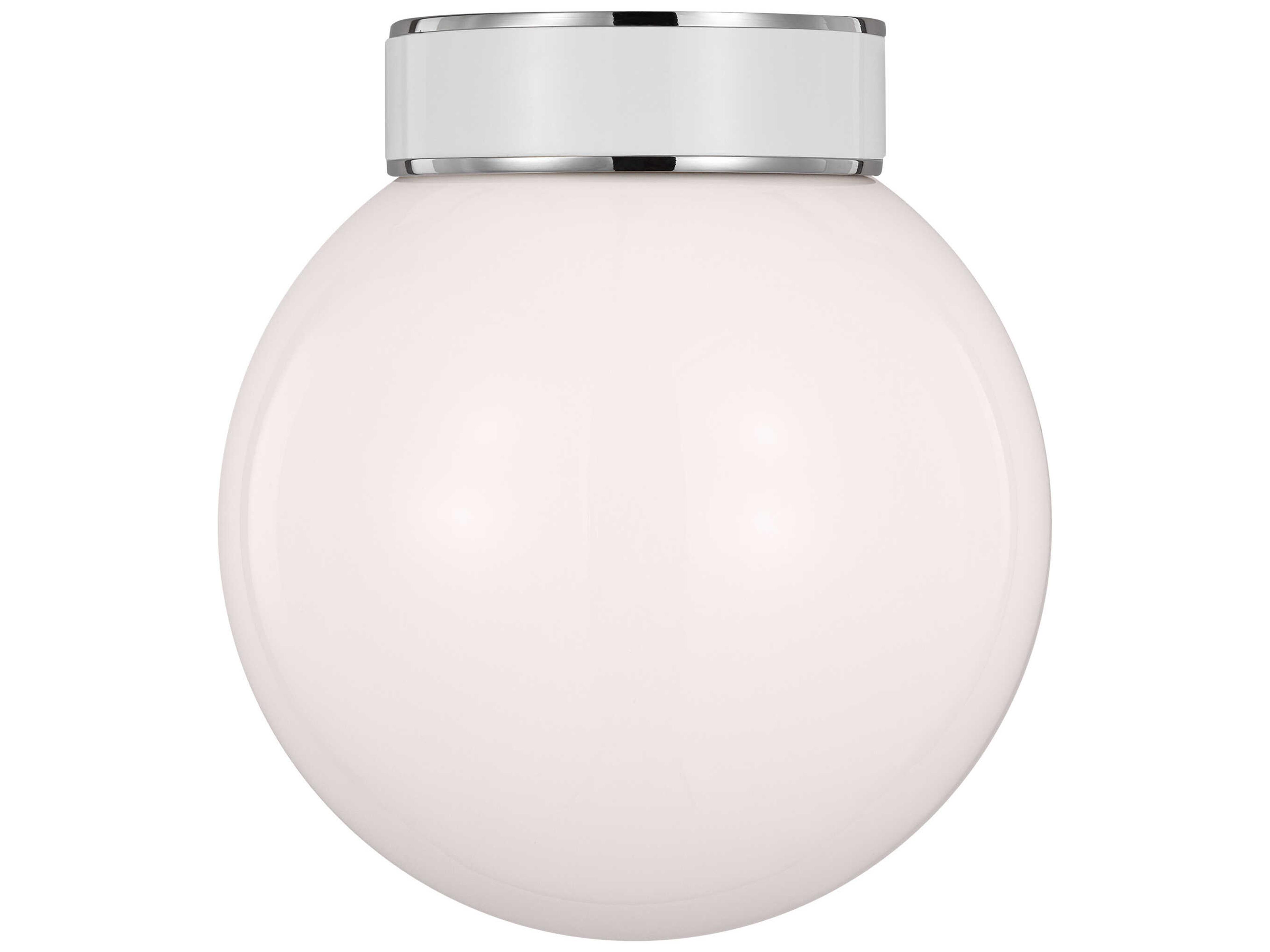 Visual Comfort Studio Monroe 1-Light Polished Nickel Gloss White Globe Flush Mount