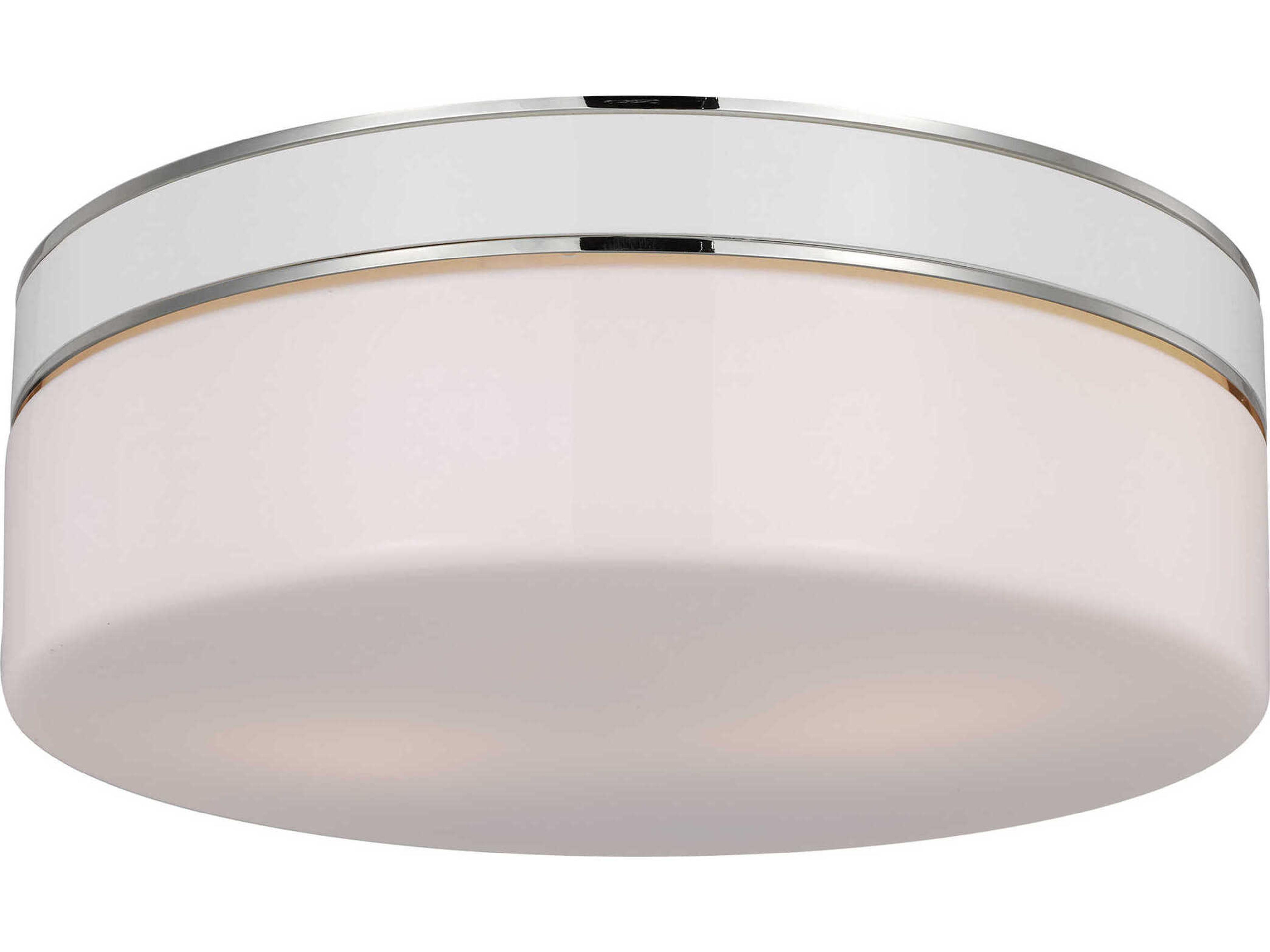 Visual Comfort Studio Monroe 2-Light Polished Nickel Drum Flush Mount