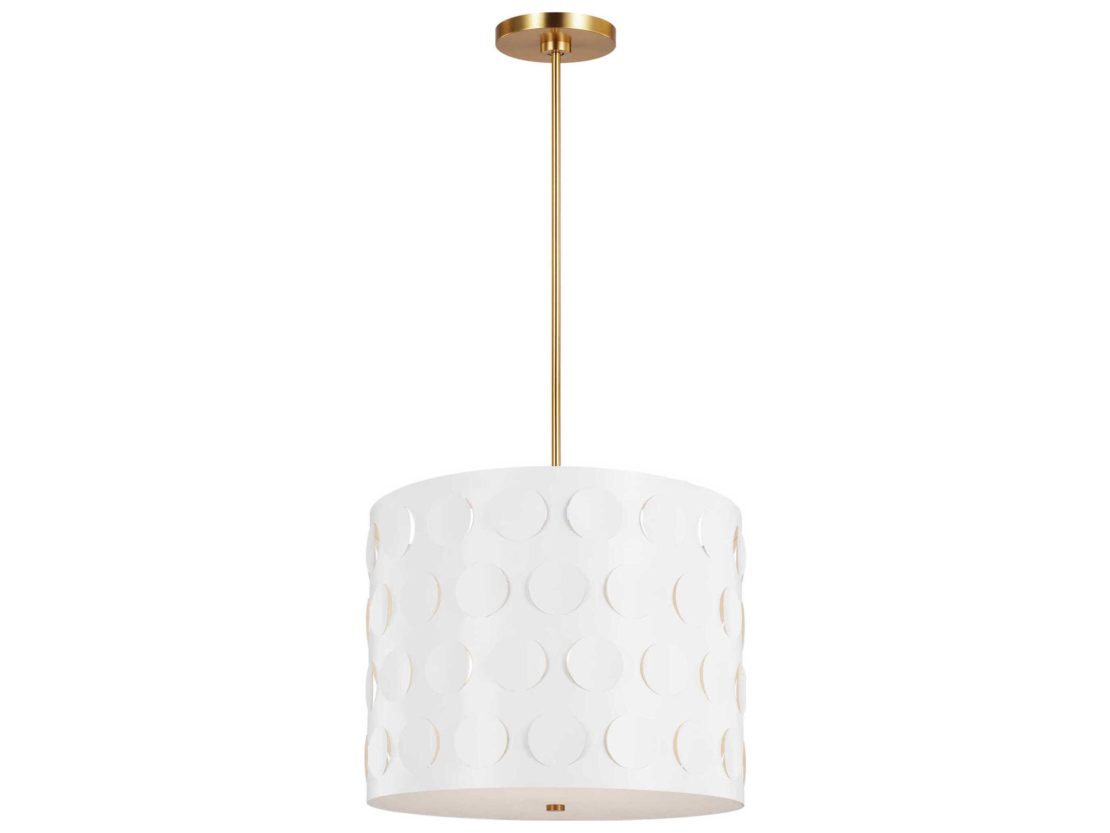 Visual Comfort Studio Dottie 3-Light Burnished Brass White Drum Pendant