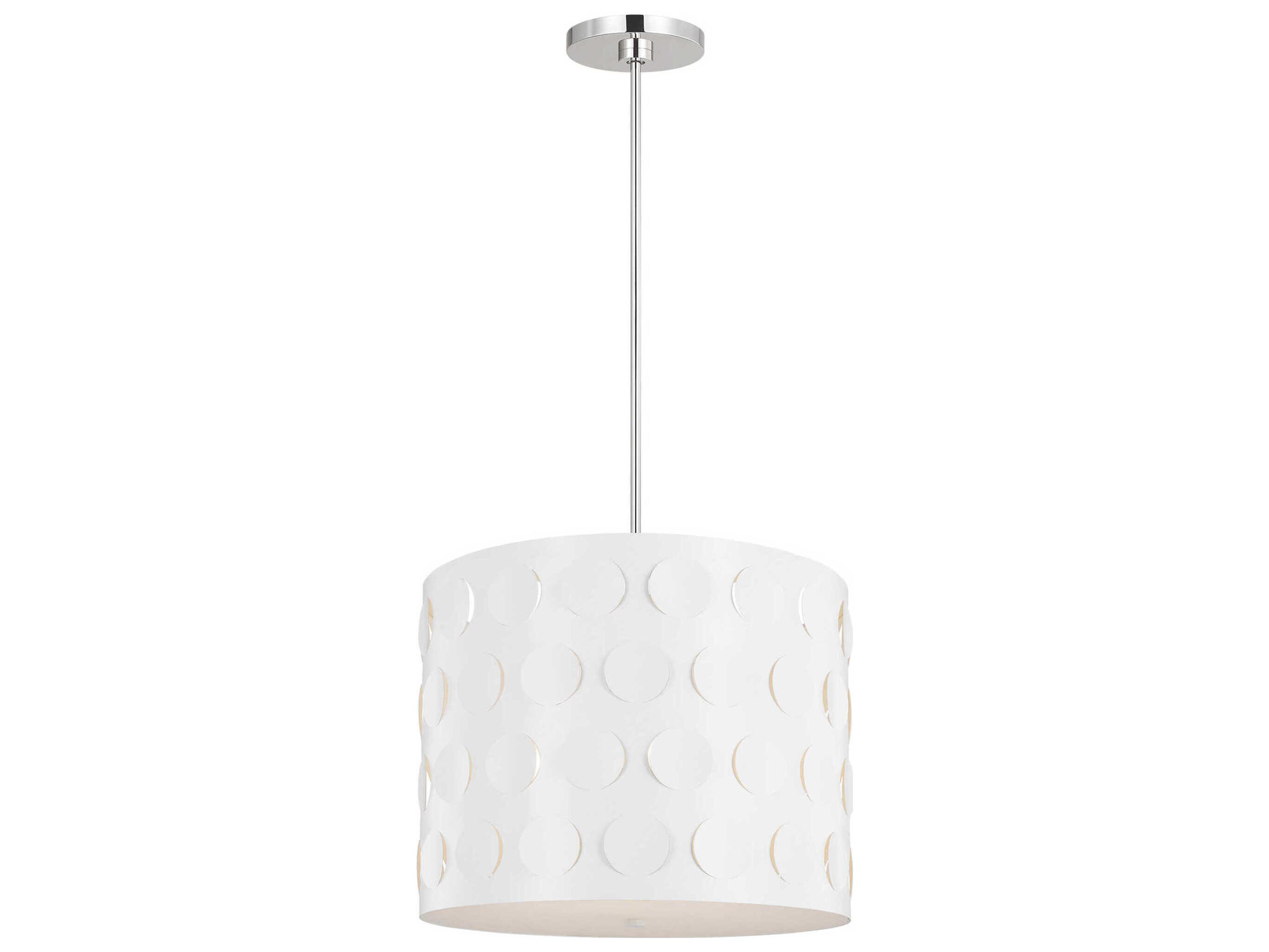 Visual Comfort Studio Dottie 3-Light Polished Nickel White Drum Pendant
