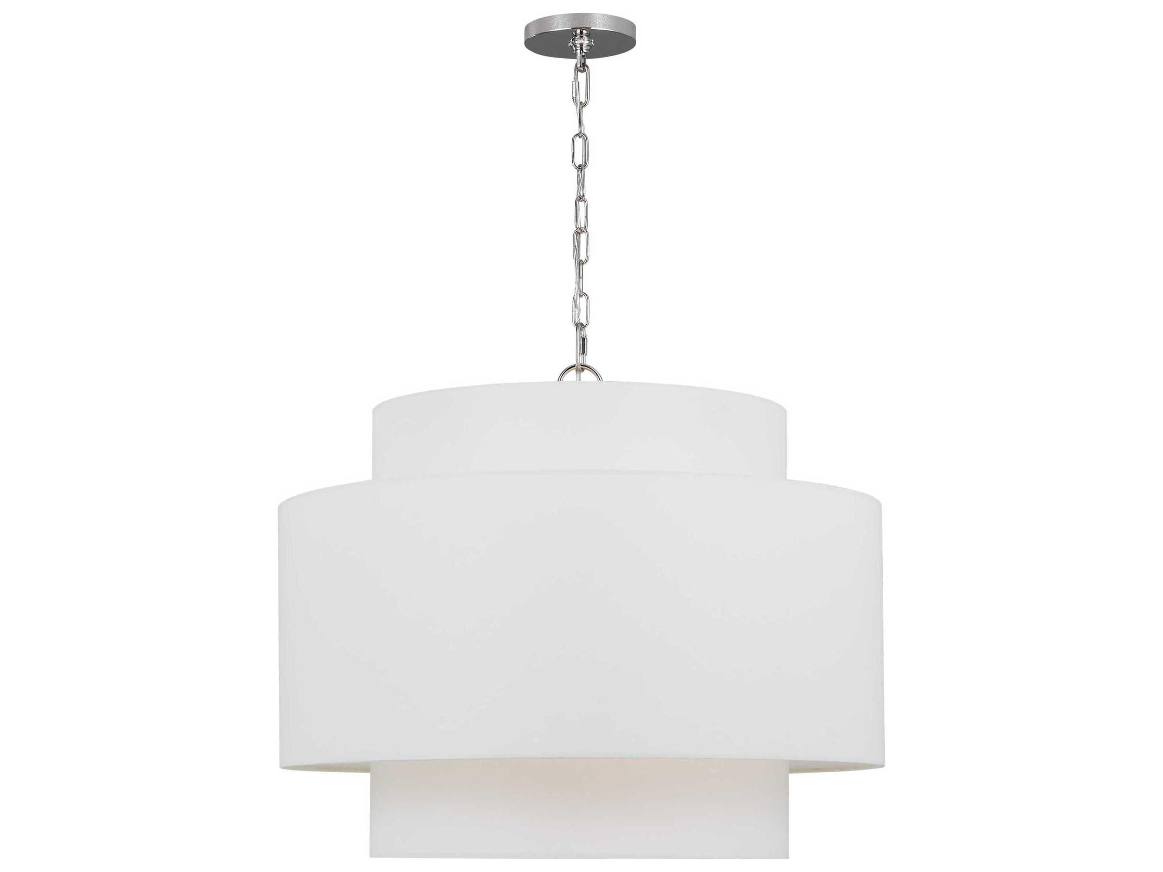 Visual Comfort Studio Sawyer 3-Light Polished Nickel Drum Pendant