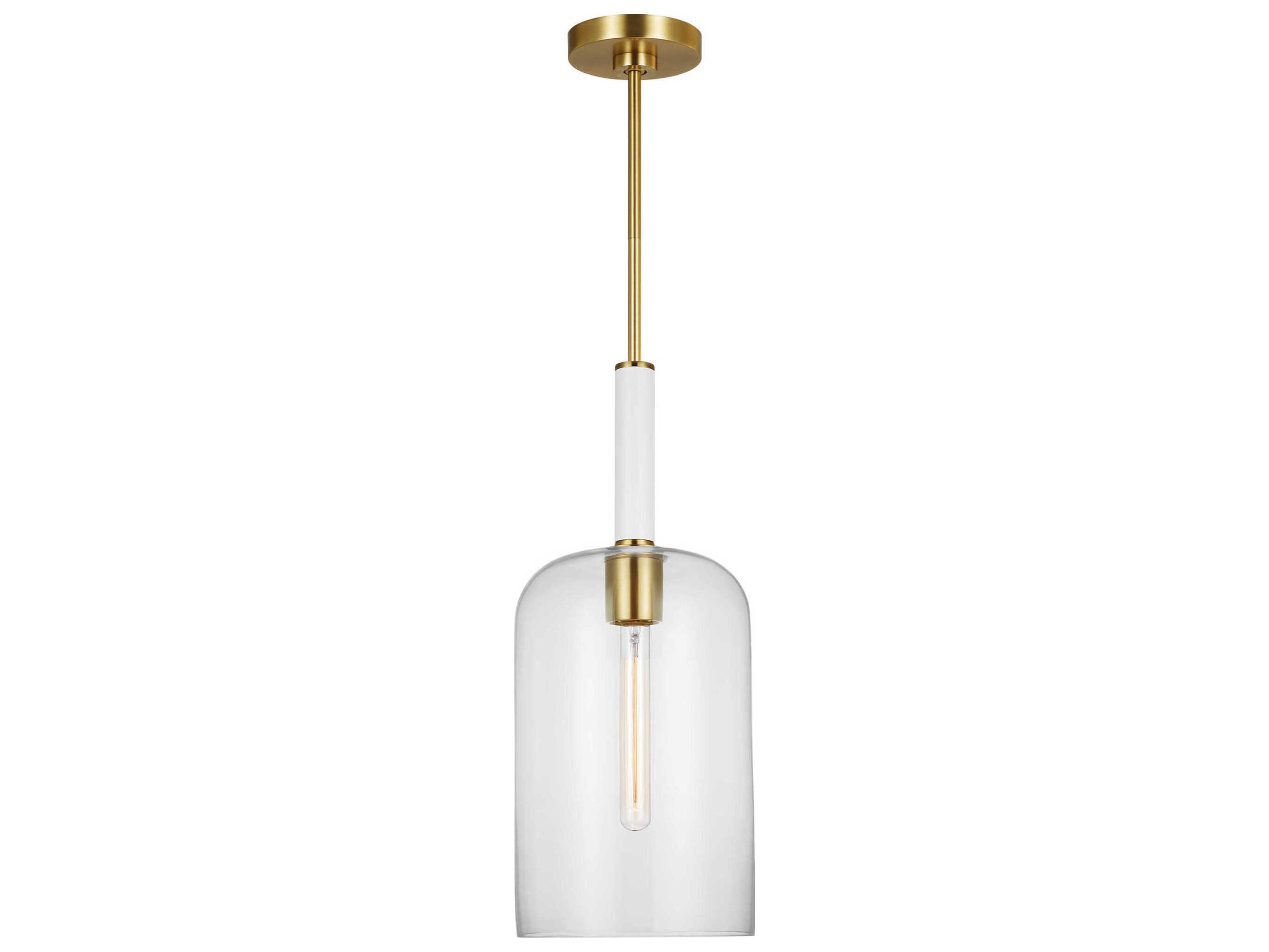 Visual Comfort Studio Monroe 1-Light Burnished Brass Cylinder Mini Pendant
