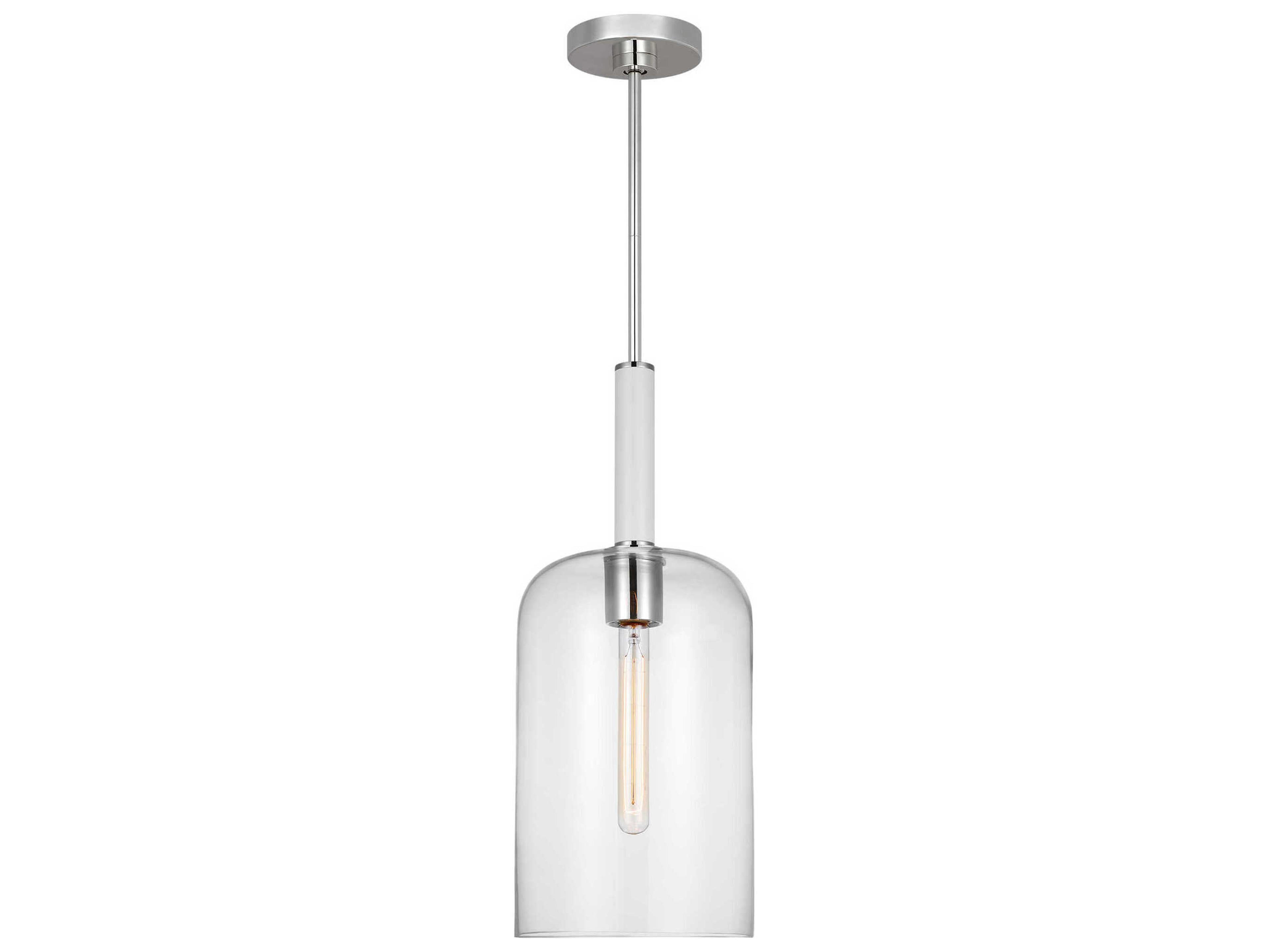 Visual Comfort Studio Monroe 1-Light Polished Nickel Cylinder Mini Pendant