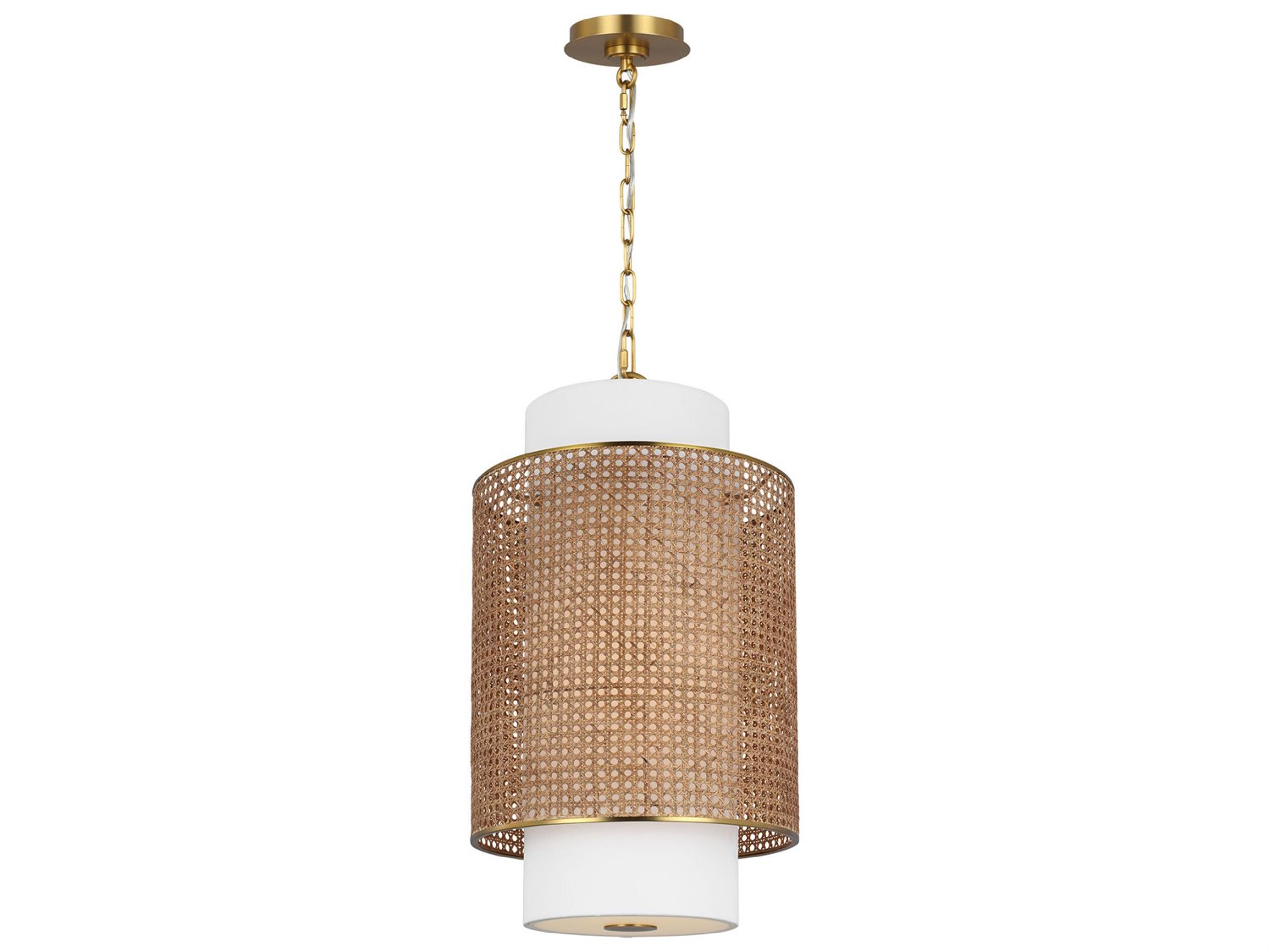 Visual Comfort Studio Sawyer 1-Light Blonde Rattan Brown Cylinder Pendant