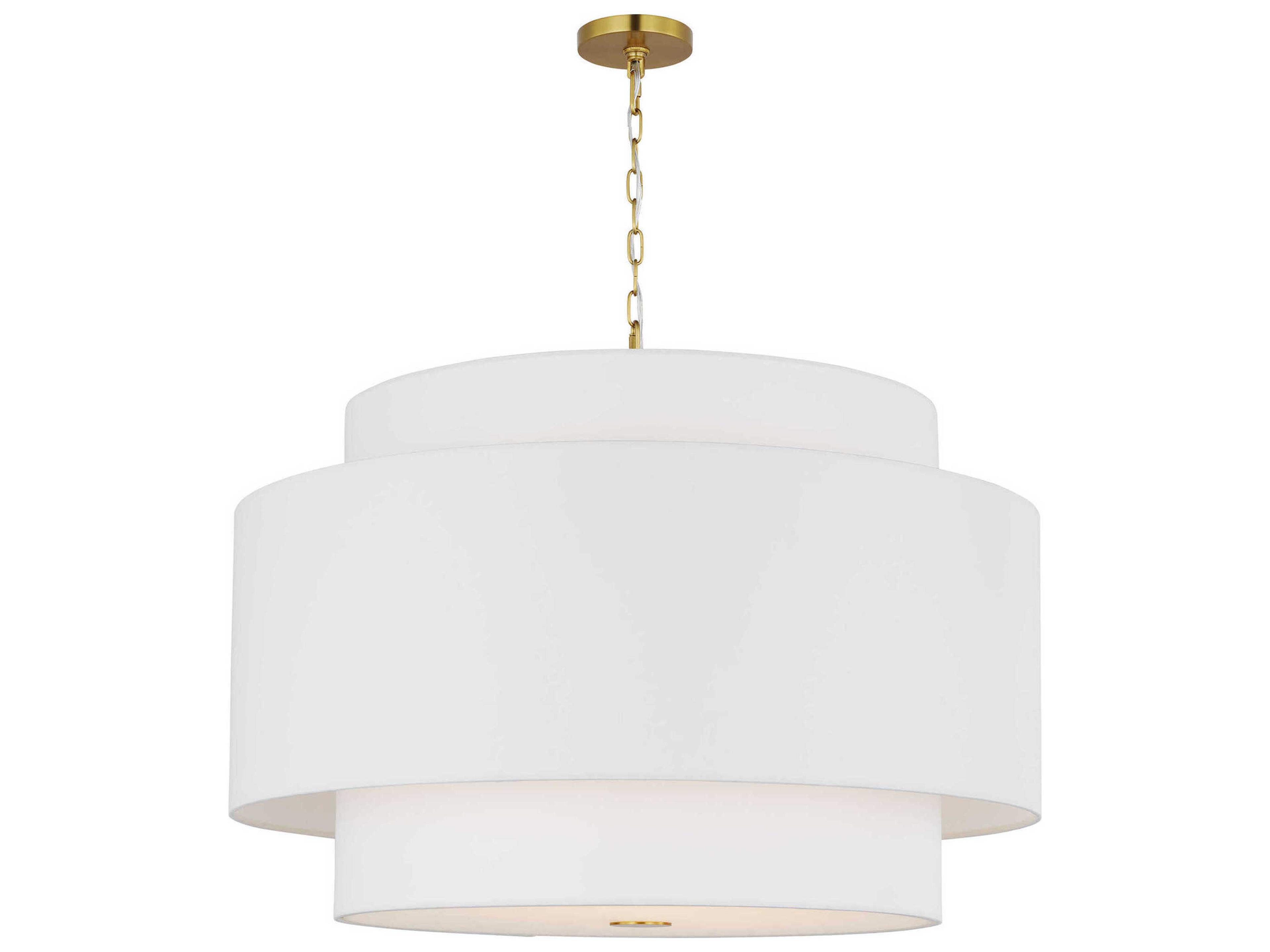 Visual Comfort Studio Sawyer 4-Light Burnished Brass White Pendant
