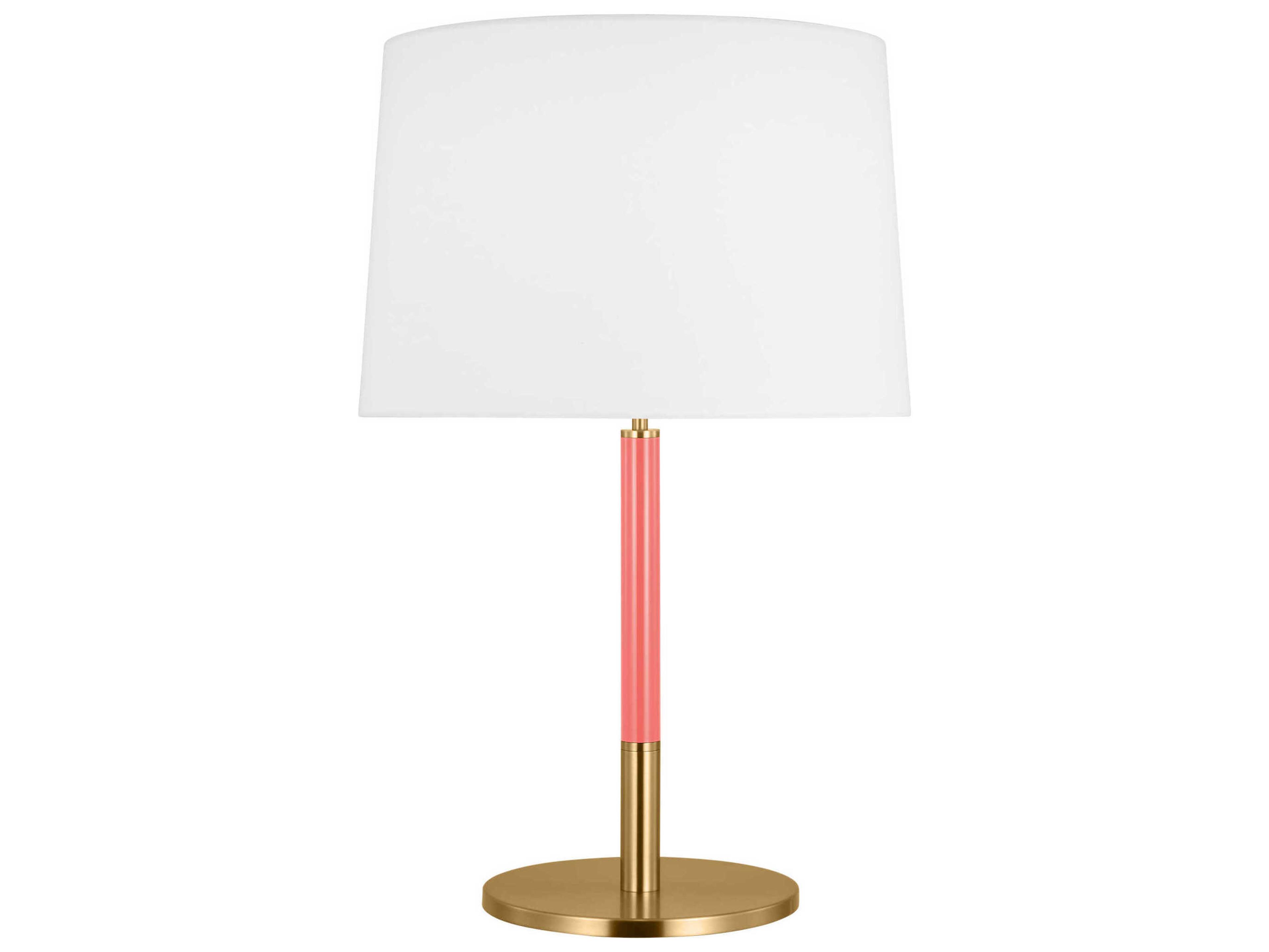 Visual Comfort Studio Monroe Burnished Brass Coral White Linen Fabric Pink Buffet Lamp