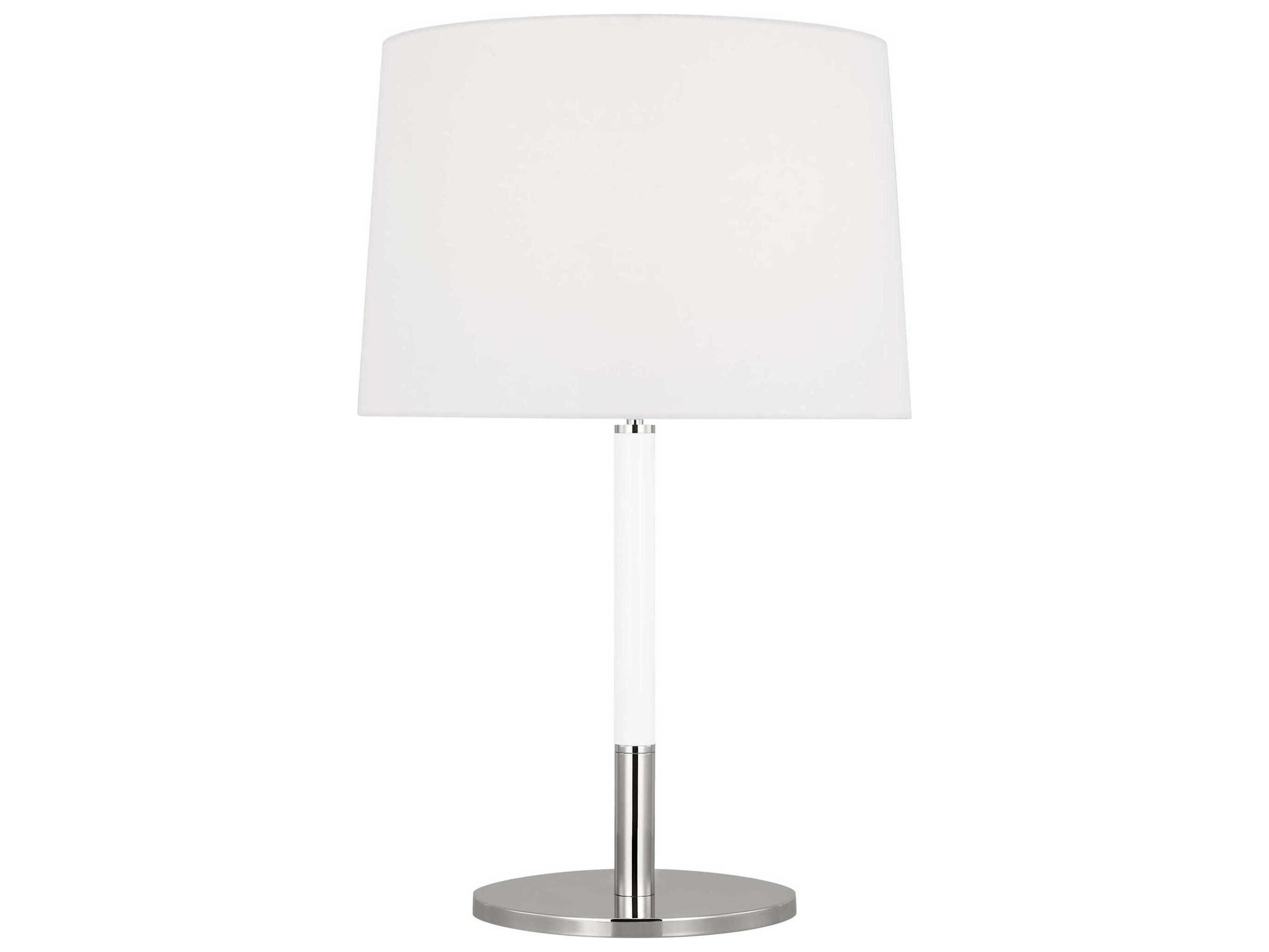 Visual Comfort Studio Monroe Polished Nickel Gloss White Linen Fabric Buffet Lamp
