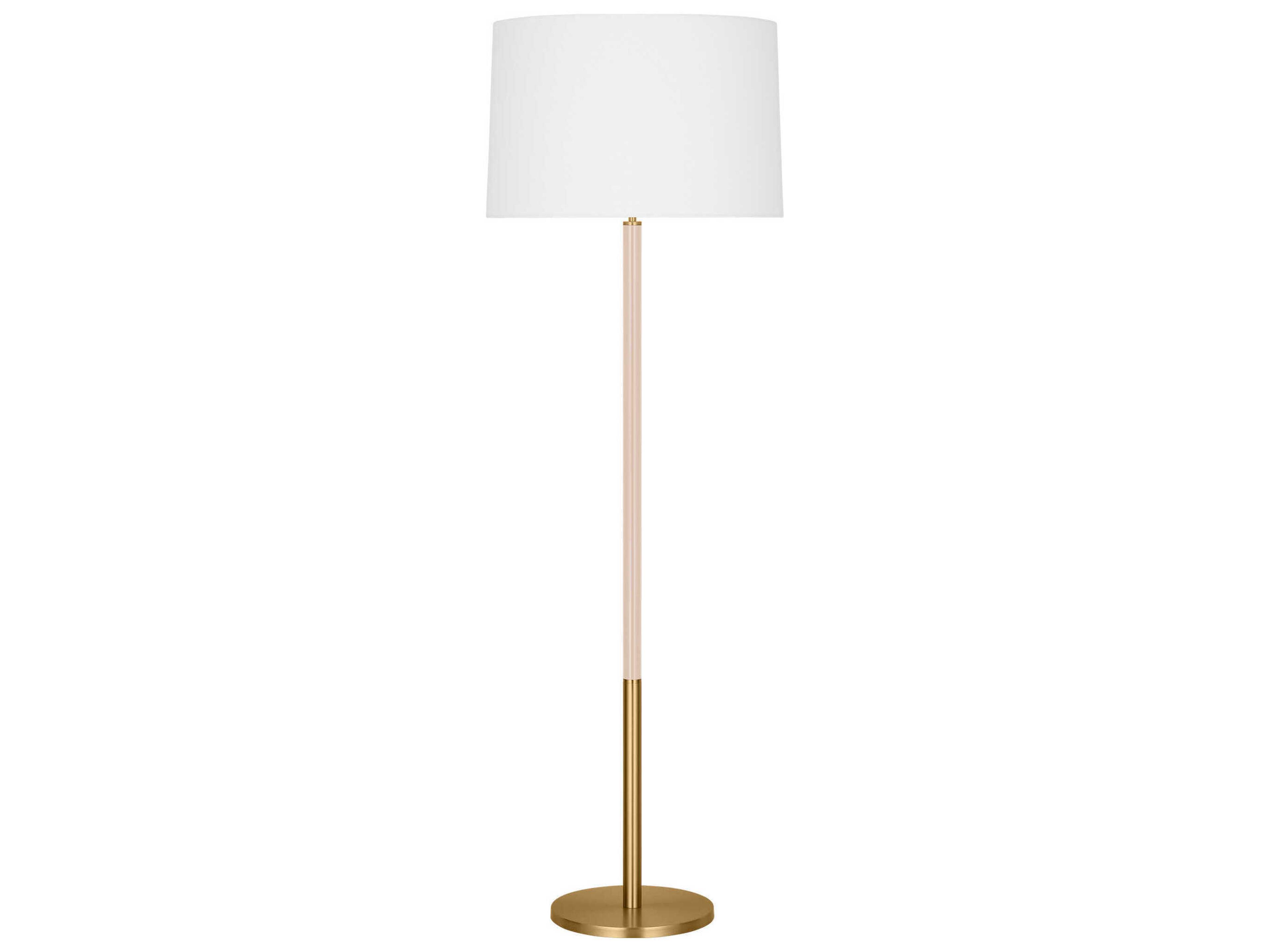 Visual Comfort Studio Monroe Burnished Brass Blush White Linen Fabric Pink Floor Lamp