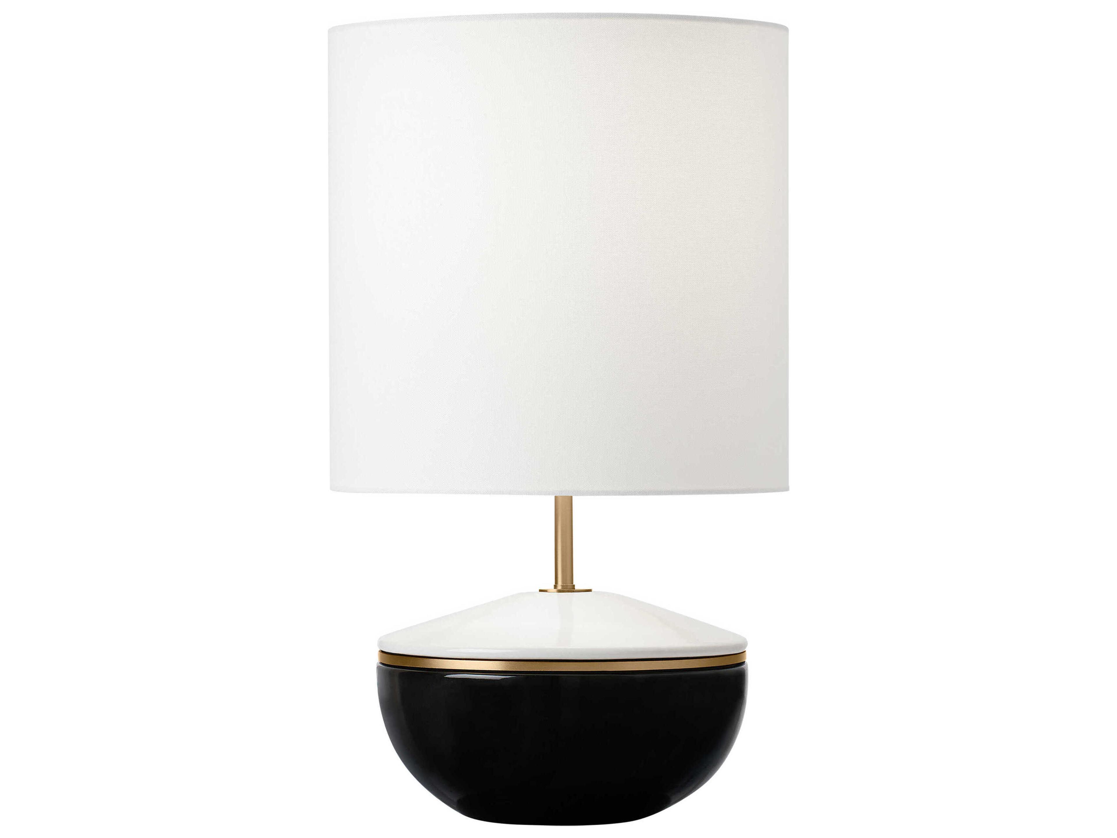 Visual Comfort Studio Cade Black White Linen Fabric Table Lamp