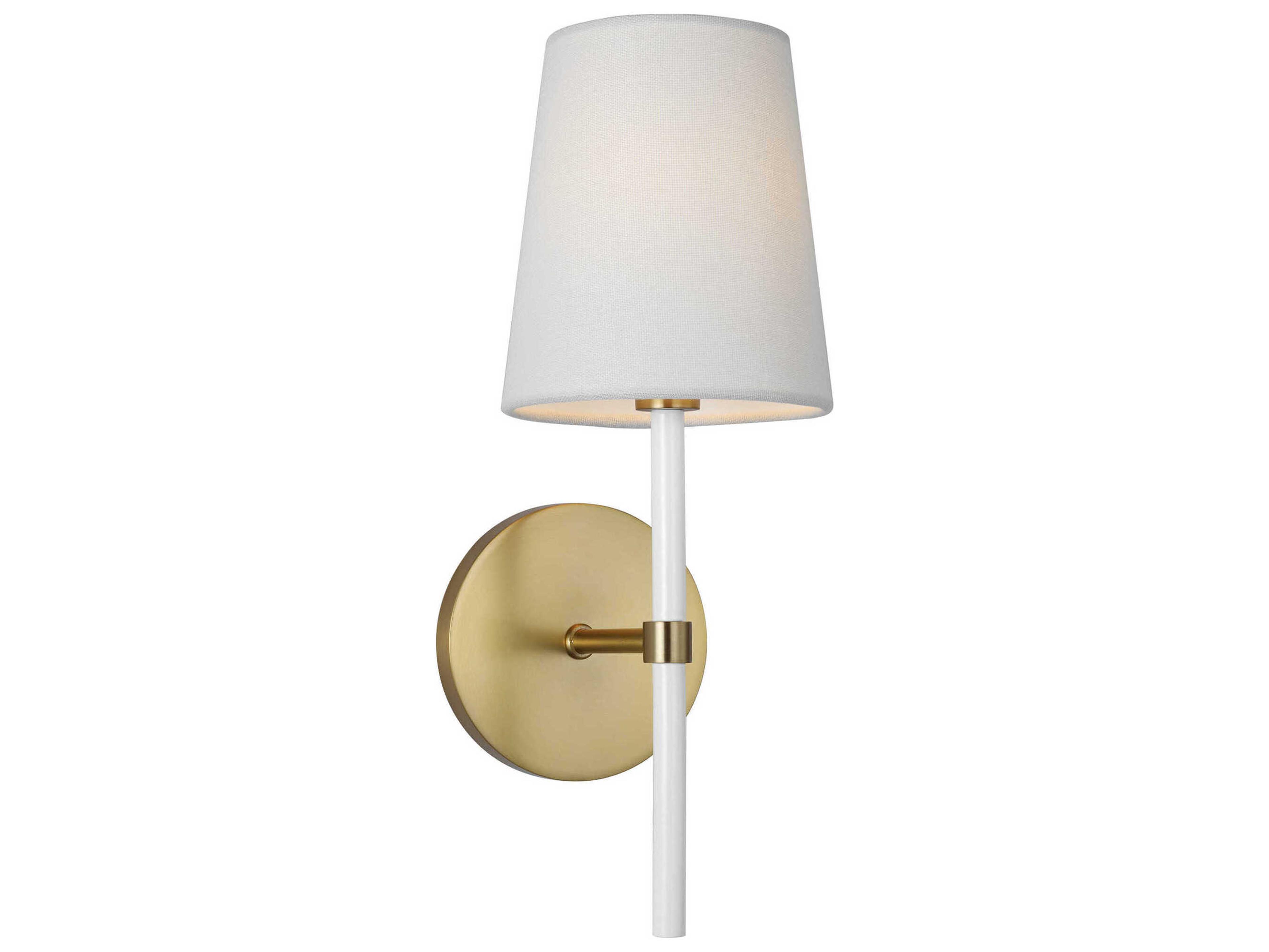 Visual Comfort Studio Monroe 1-Light Burnished Brass Gloss White Wall Sconce