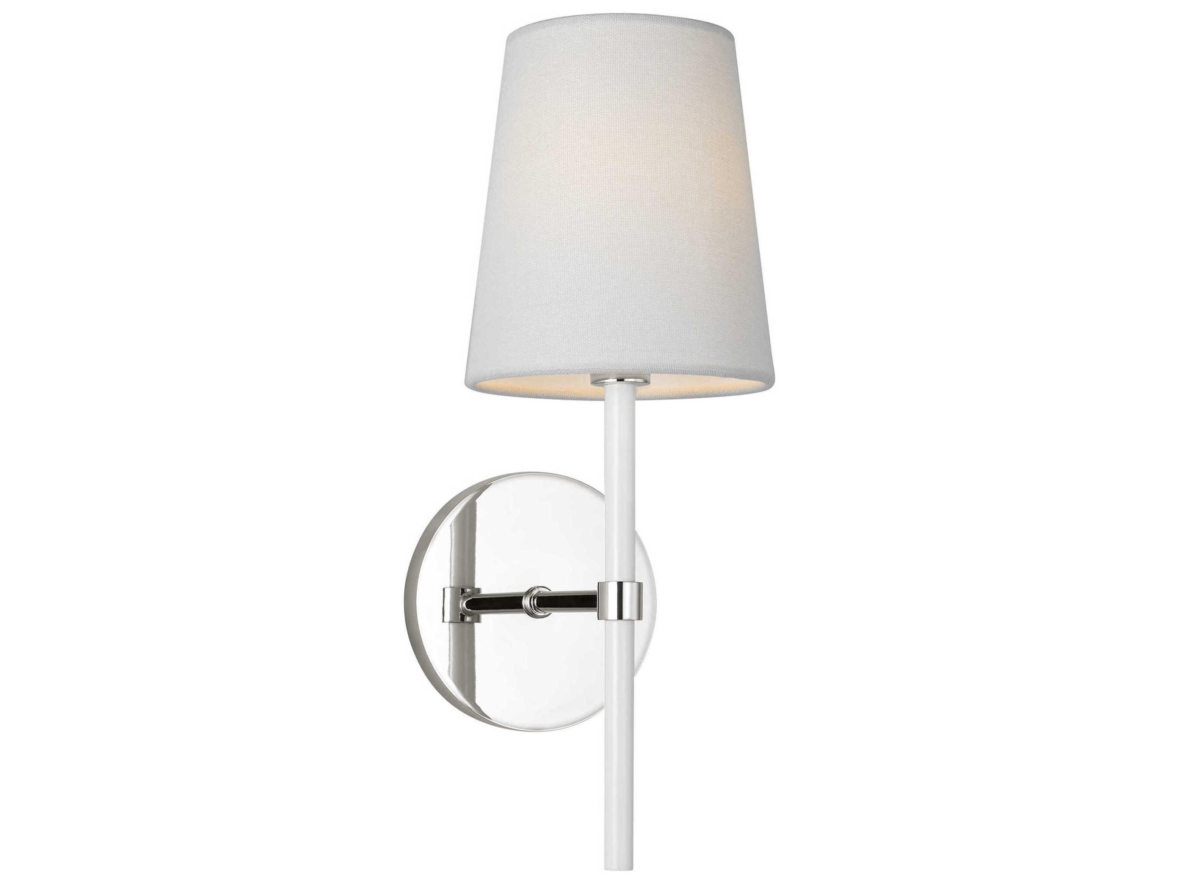 Visual Comfort Studio Monroe 1-Light Polished Nickel Gloss White Wall Sconce