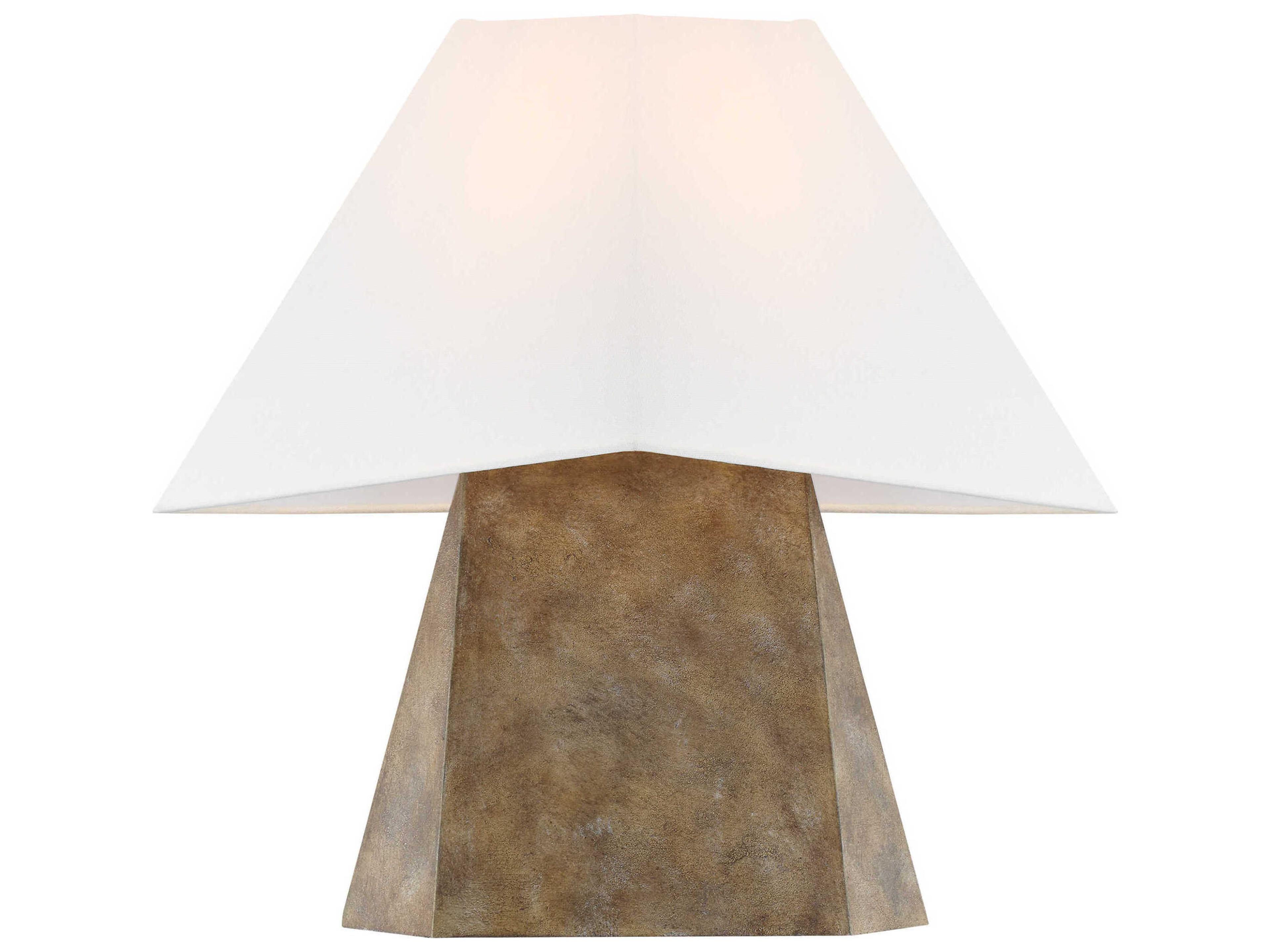 Visual Comfort Studio Herrero Antique Gild White Linen Fabric Brown Table Lamp
