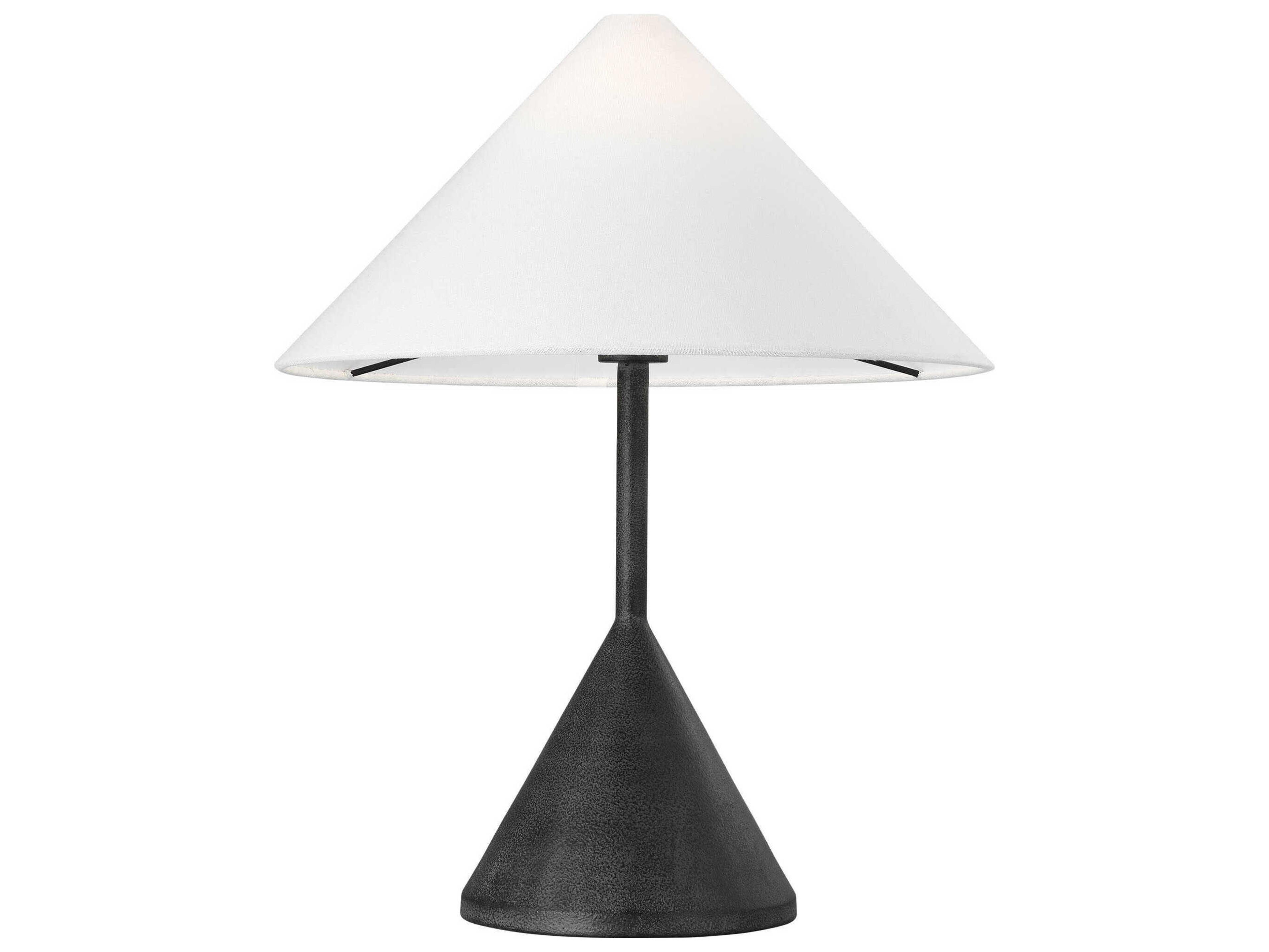 Visual Comfort Studio Brachion Black Pearl White Linen Fabric Table Lamp
