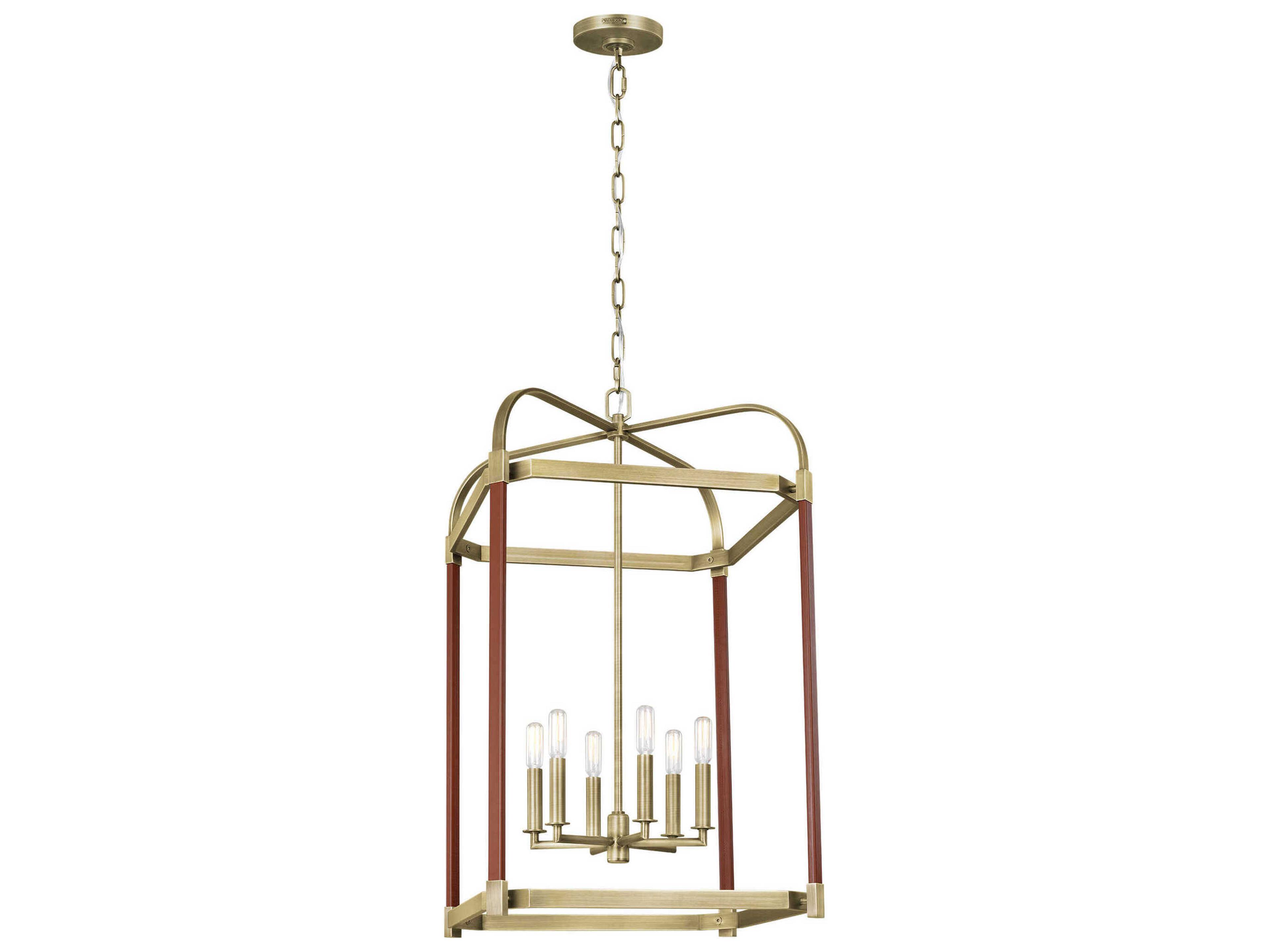 Visual Comfort Studio Hadley 6-Light Time Worn Brass Lantern Chandelier