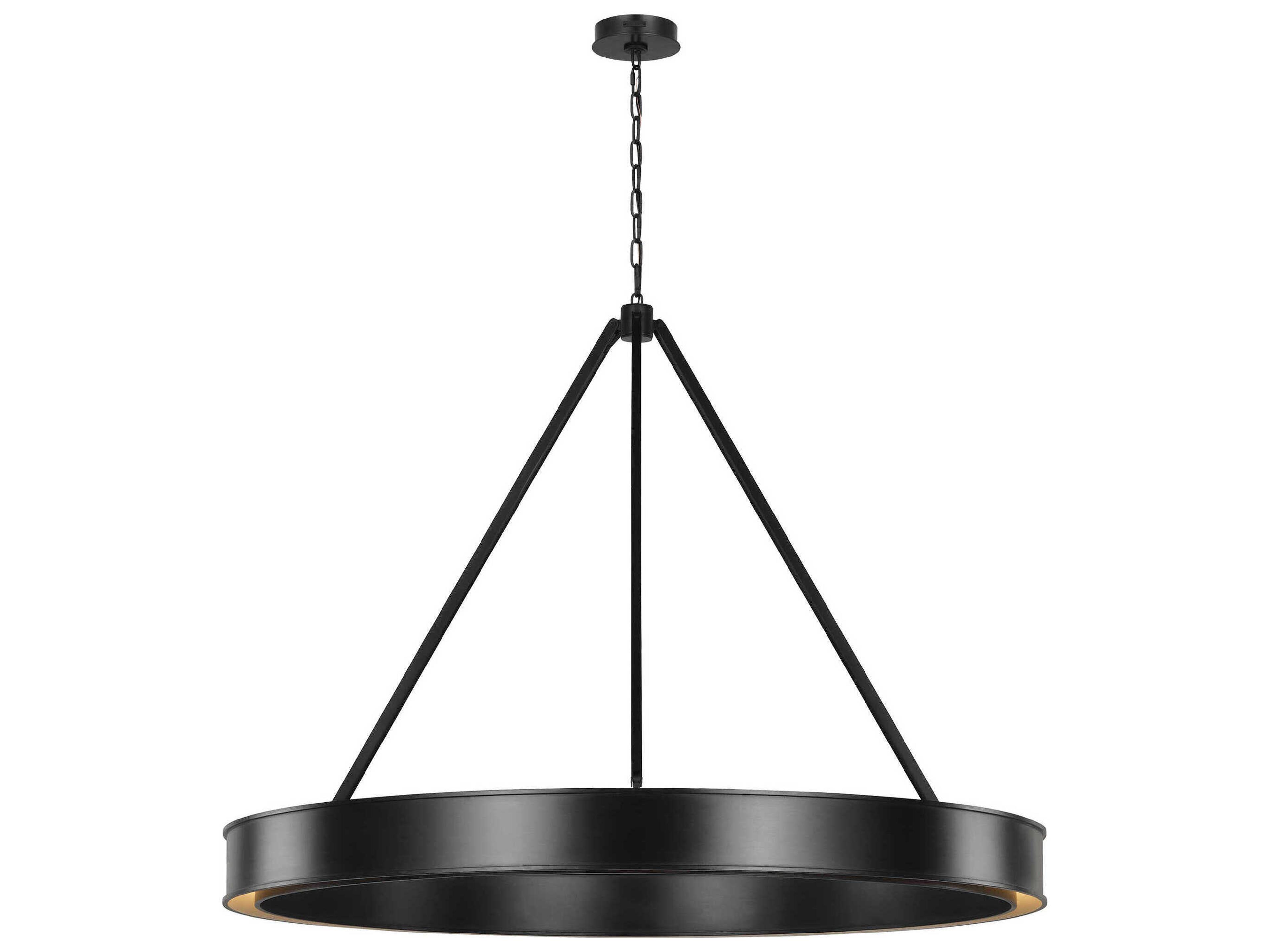 Visual Comfort Studio Leonard 1-Light Aged Iron Black Round Pendant