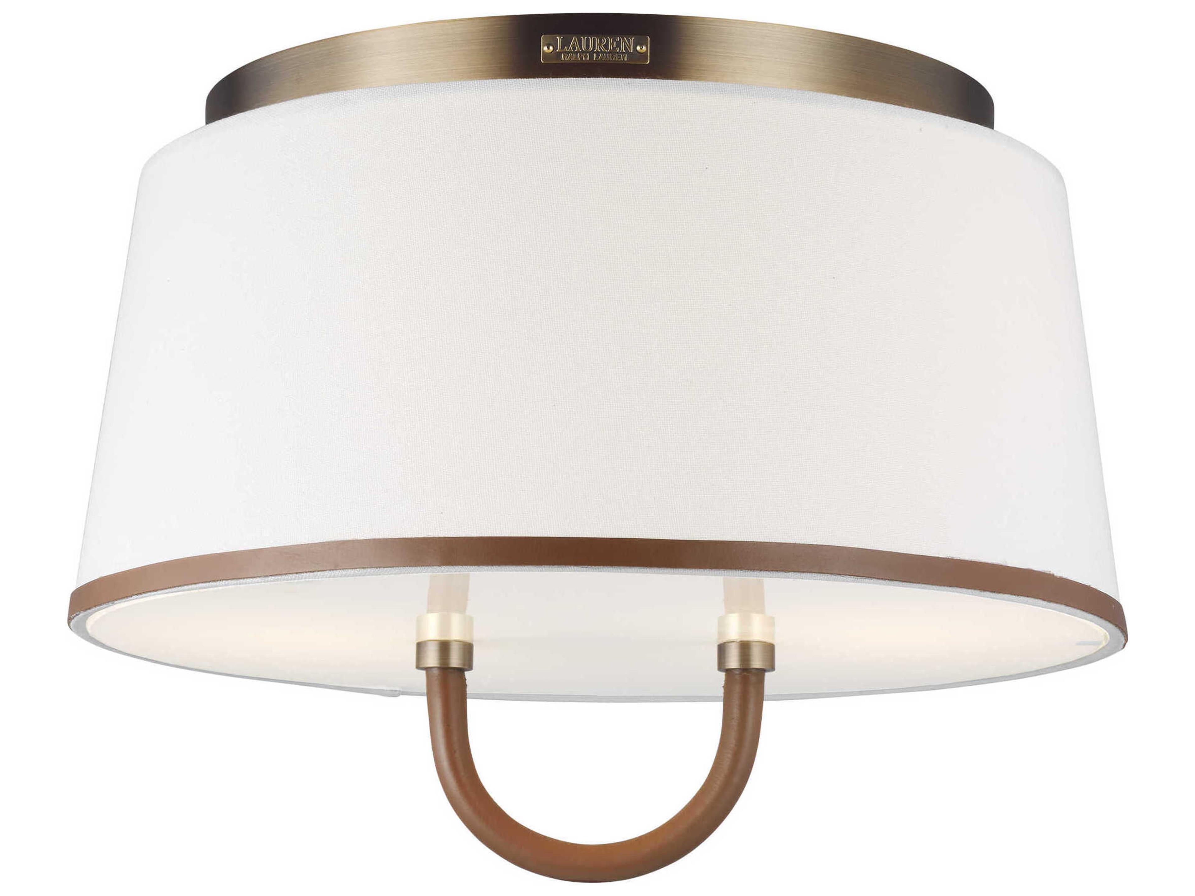 Visual Comfort Studio Katie 2-Light Time Worn Brass Drum Flush Mount