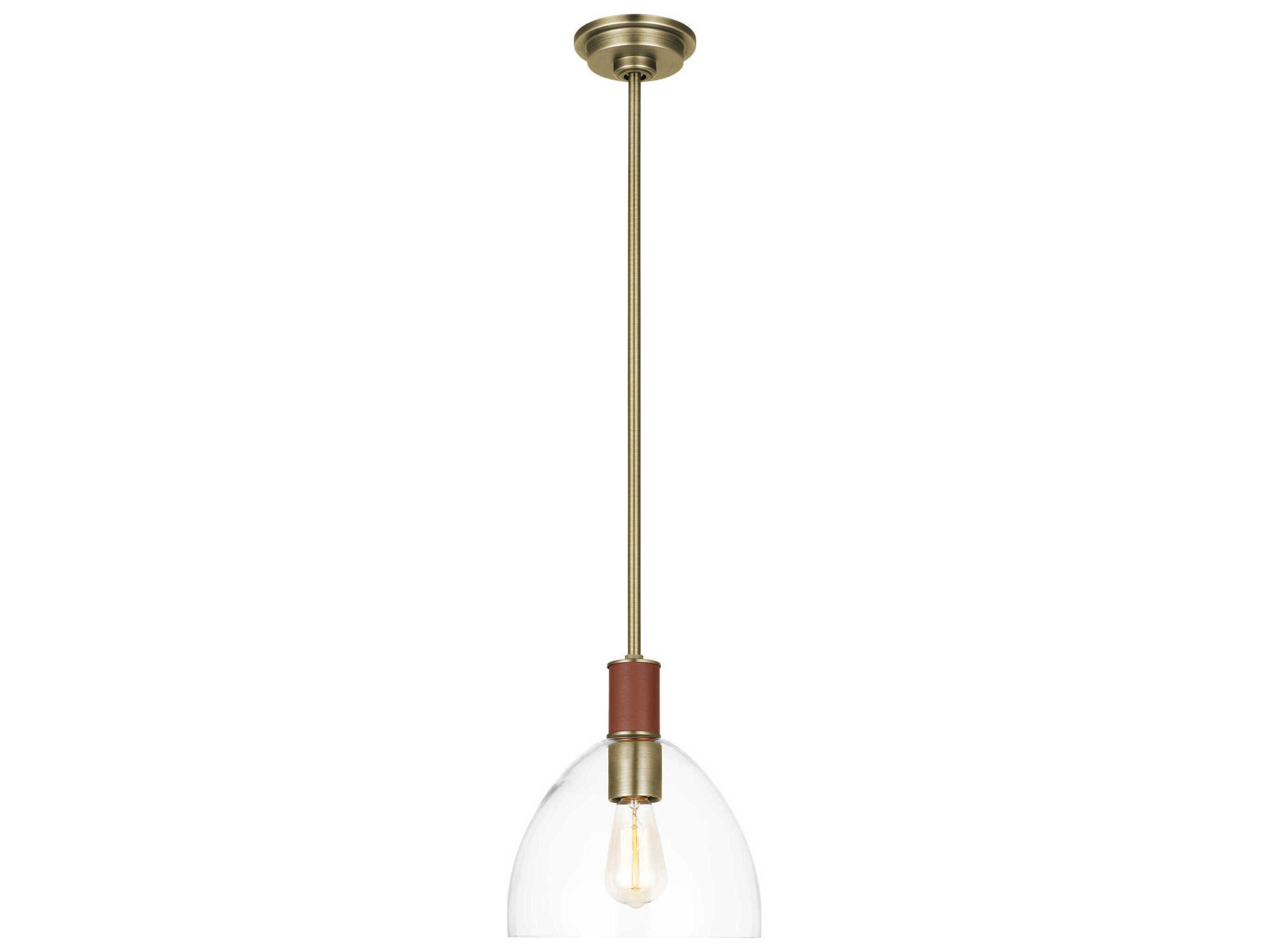 Visual Comfort Studio Hadley 1-Light Time Worn Brass Dome Mini Pendant