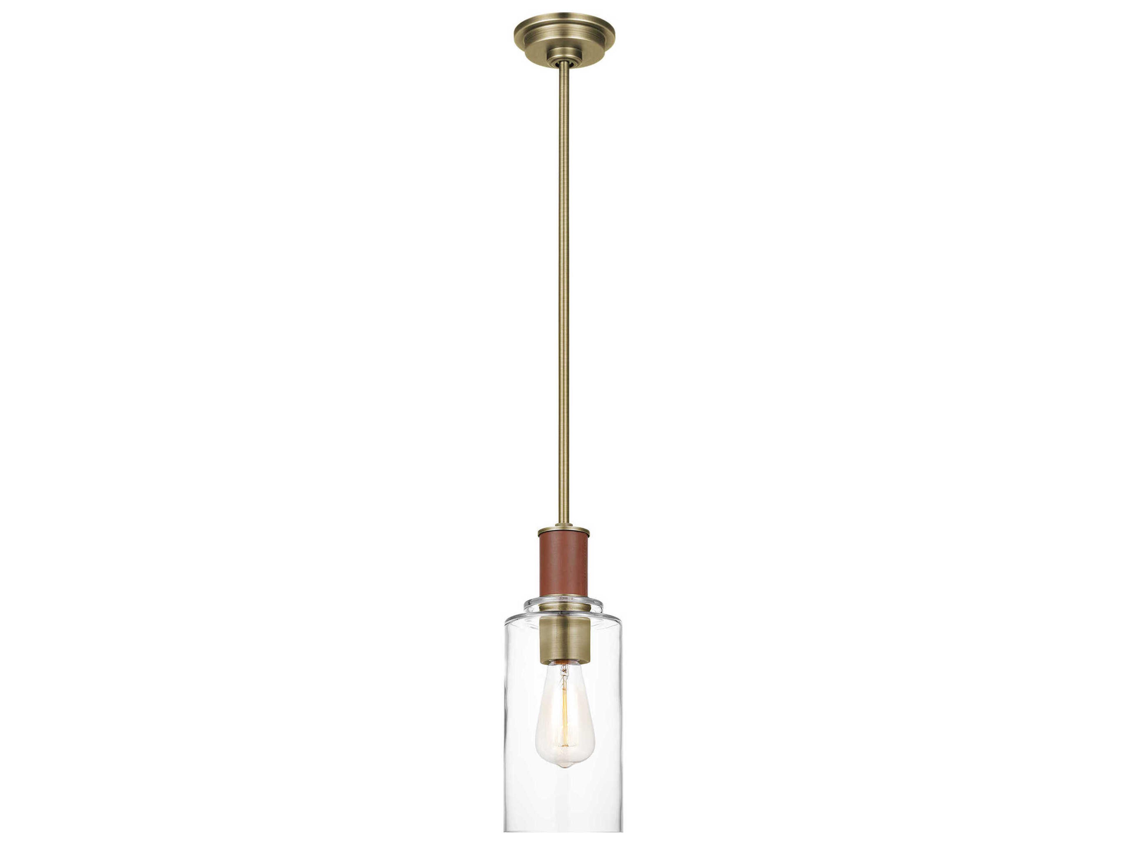 Visual Comfort Studio Hadley 1-Light Time Worn Brass Cylinder Mini Pendant