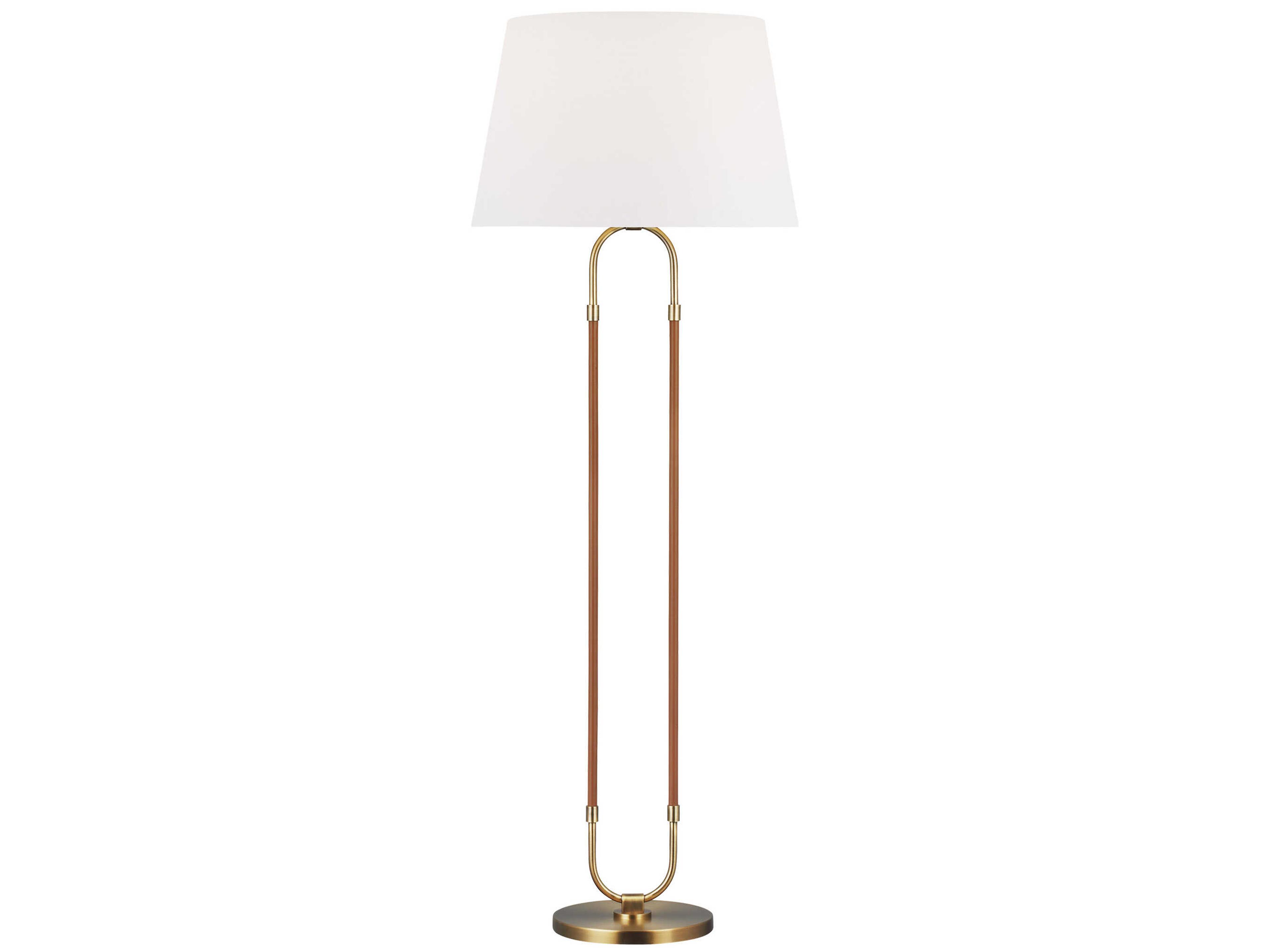 Visual Comfort Studio Katie Time Worn Brass White Linen Fabric Floor Lamp
