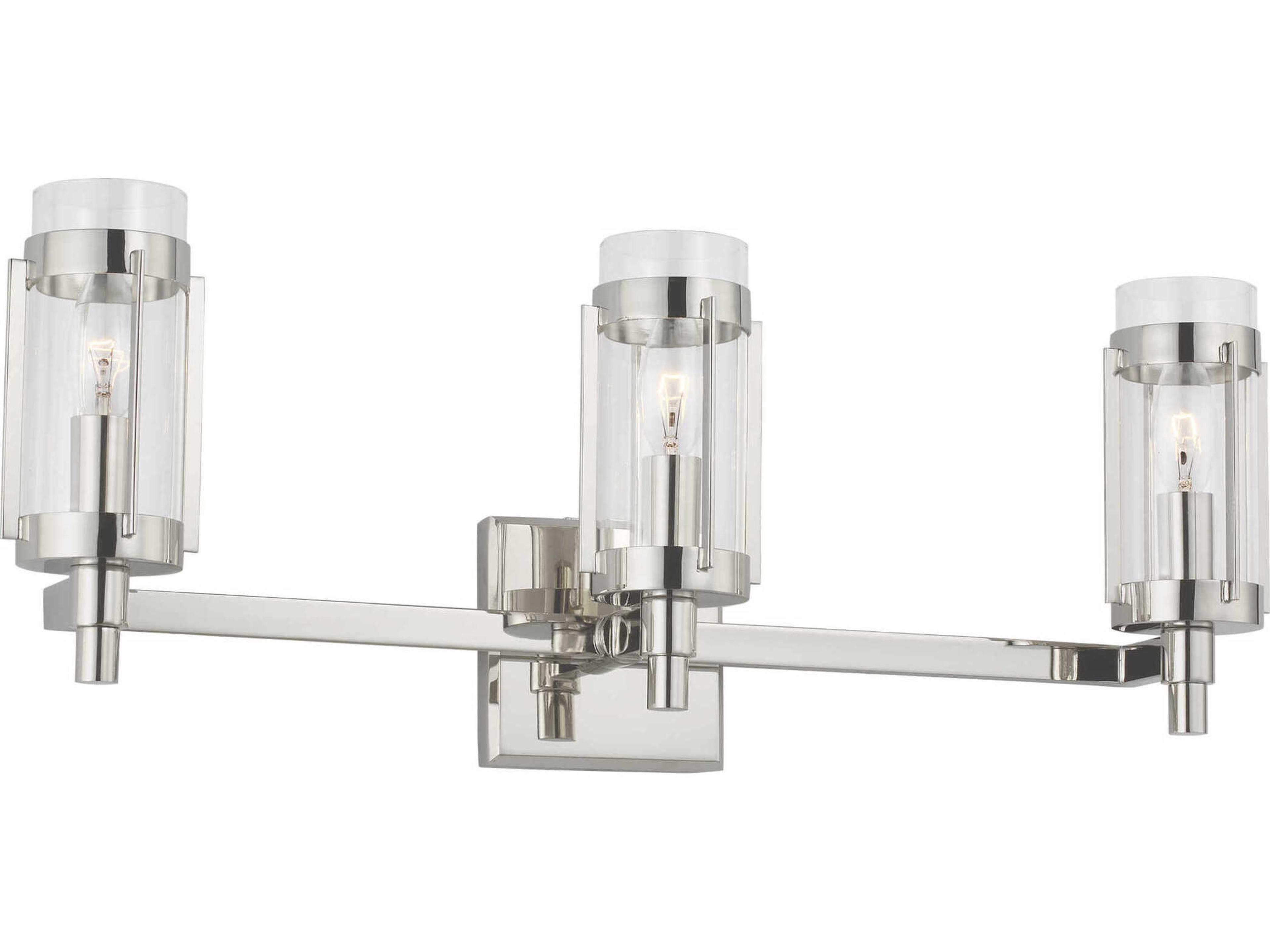 Visual Comfort Studio Flynn 3-Light Polished Nickel Vanity Light