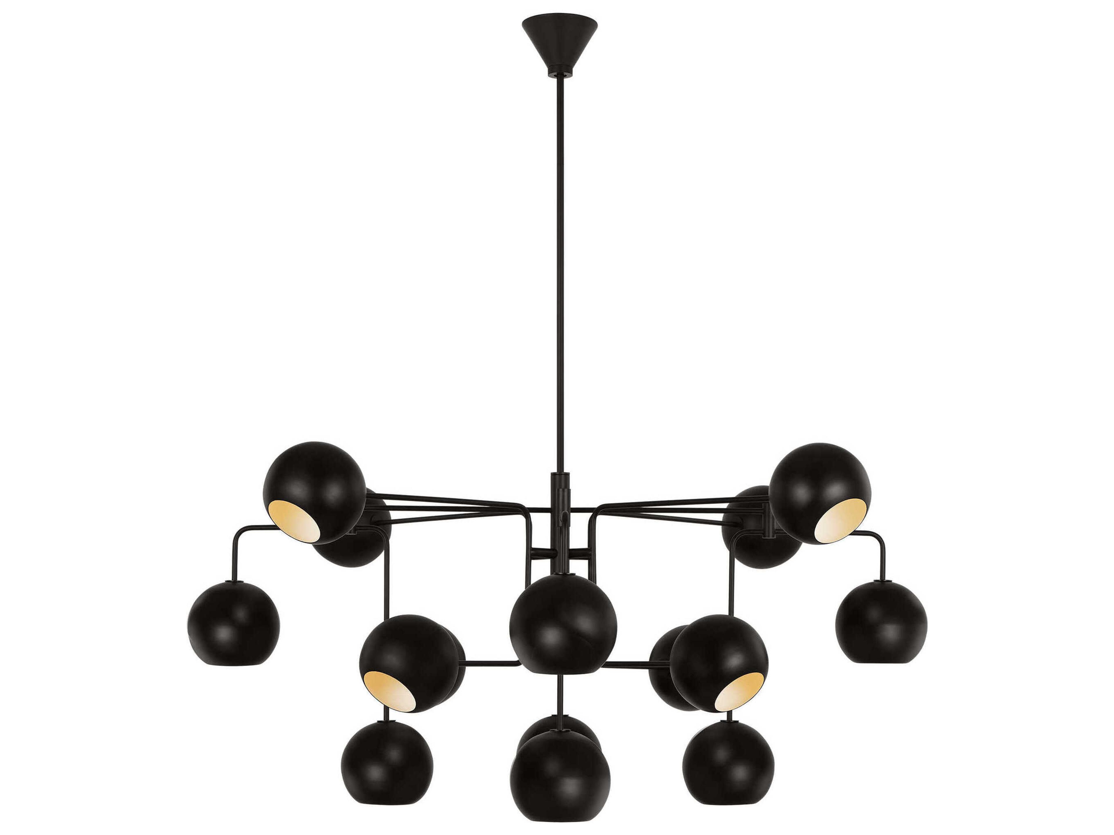 Visual Comfort Studio Chaumont 16-Light Aged Iron Black Globe Tiered Chandelier