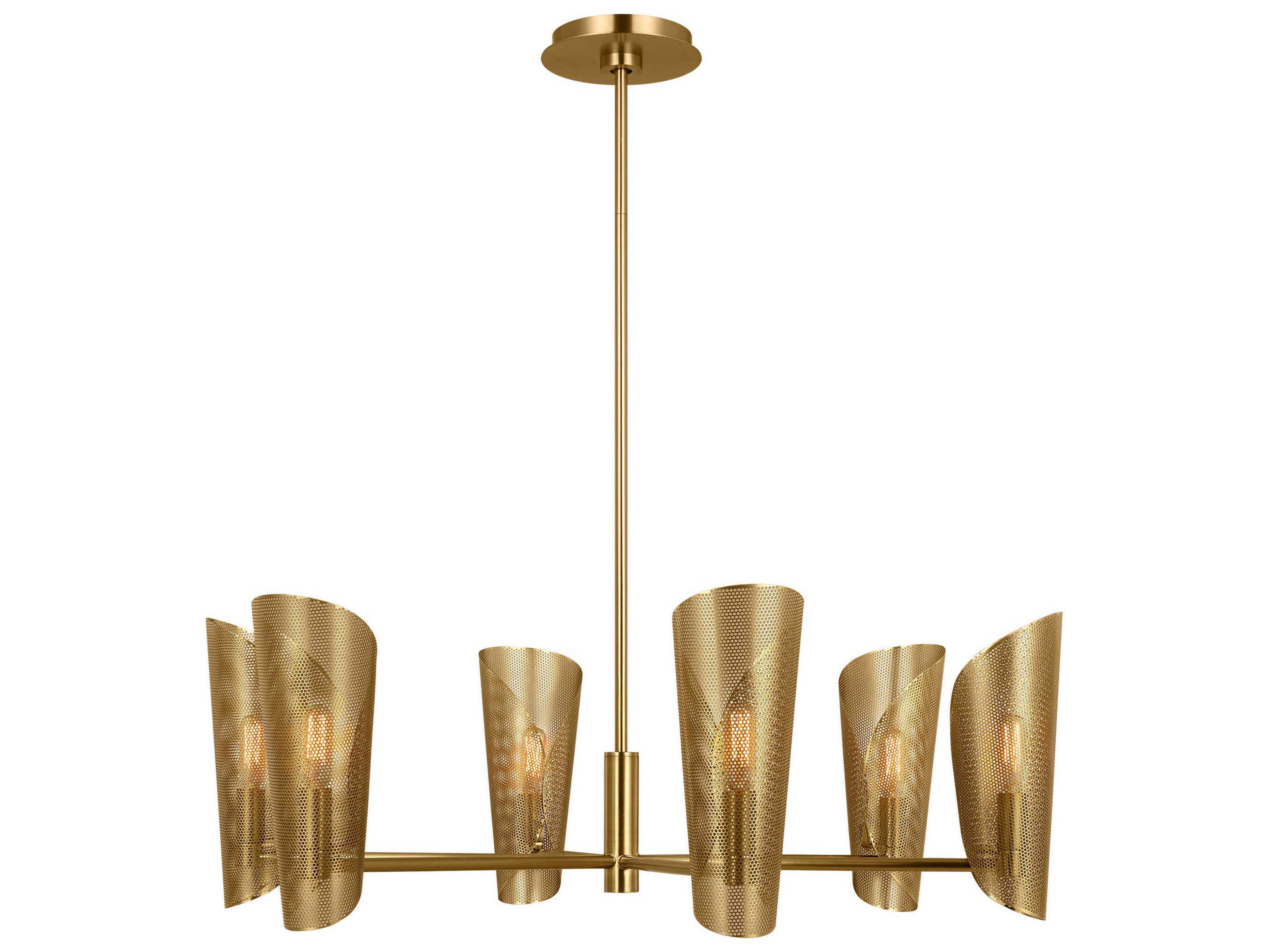 Visual Comfort Studio Plivot 6-Light Burnished Brass Chandelier