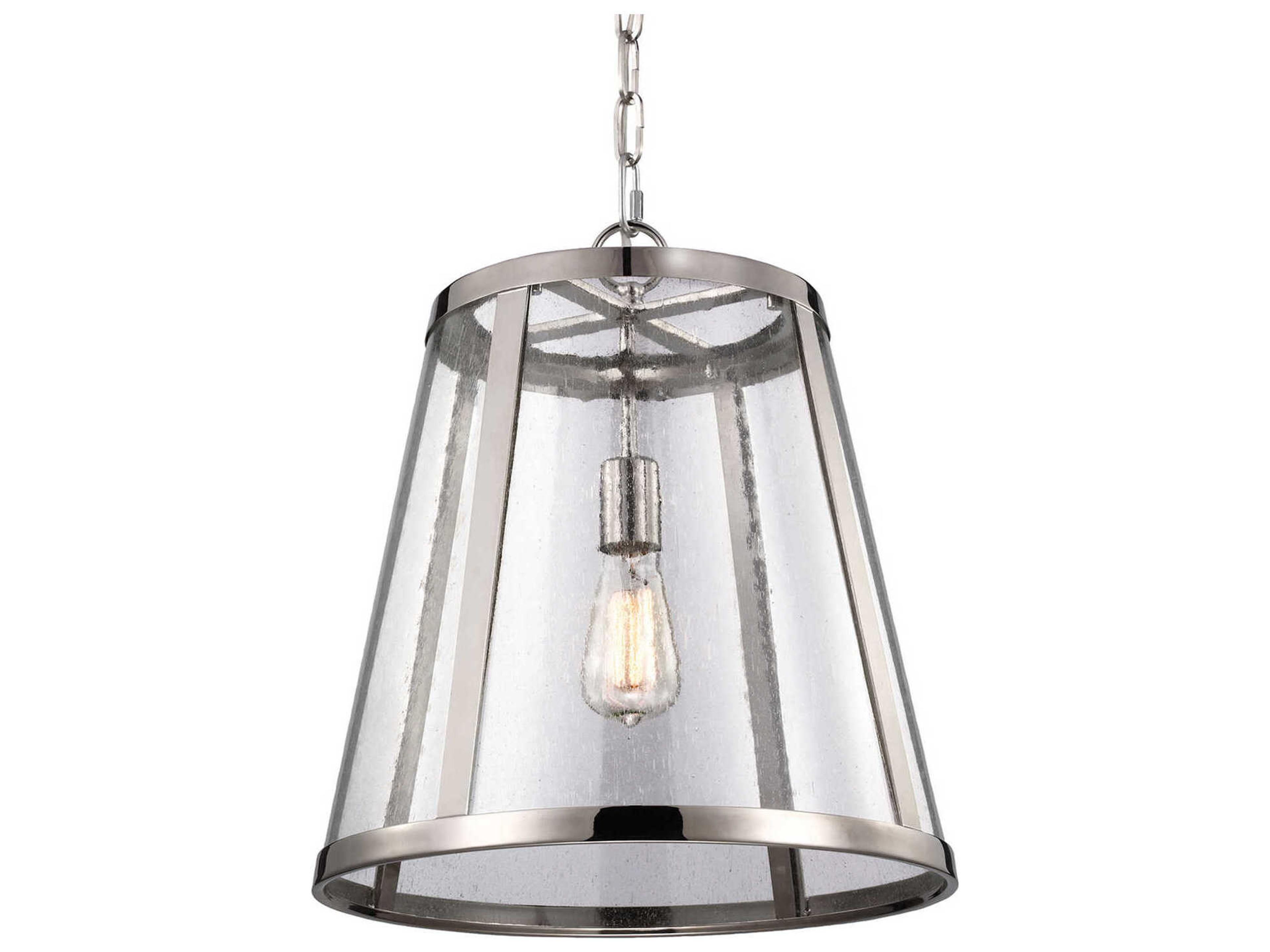 Visual Comfort Studio Harrow 1-Light Polished Nickel Drum Pendant