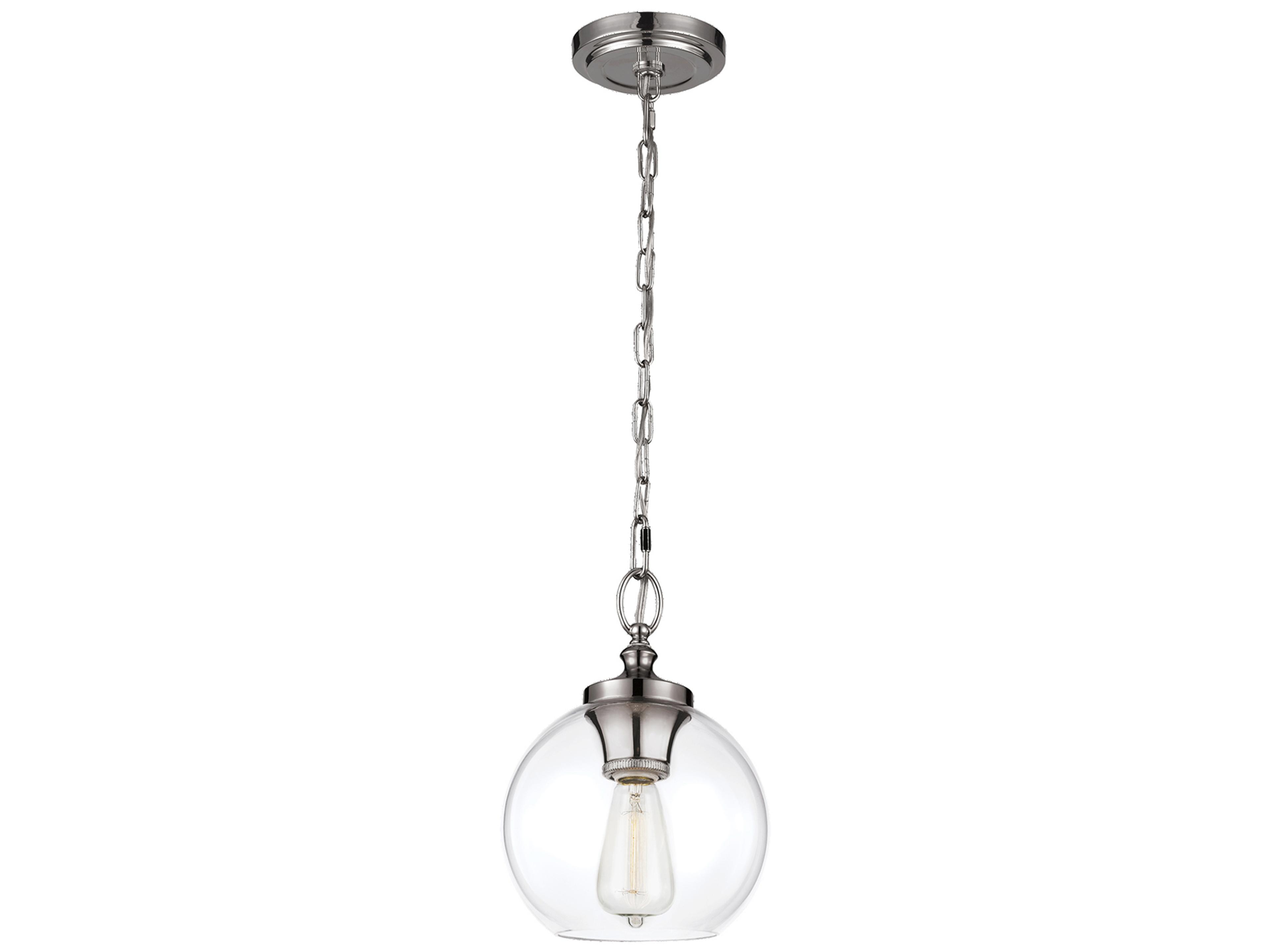 Visual Comfort Studio Tabby 1-Light Polished Nickel Globe Mini Pendant