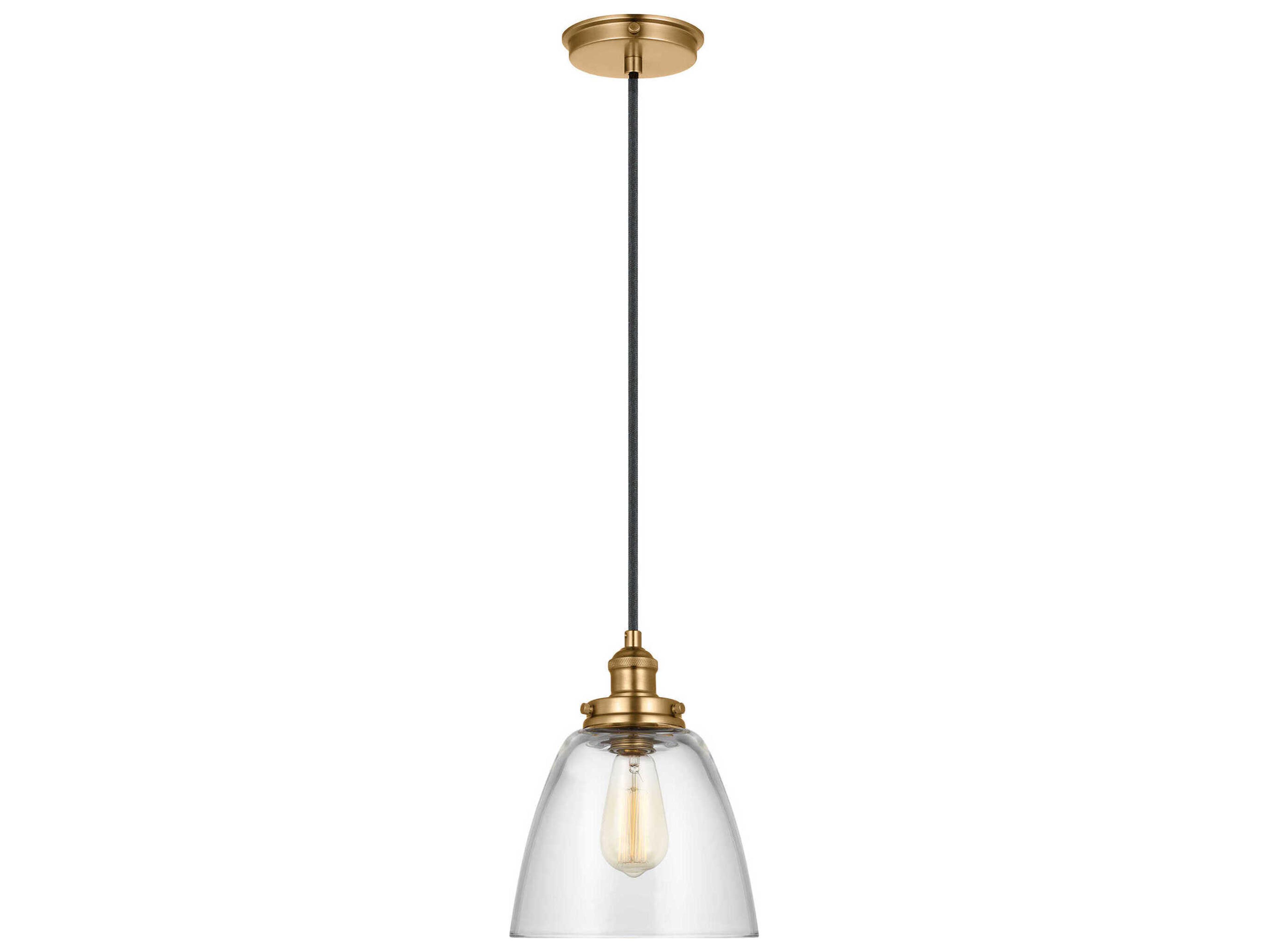 Visual Comfort Studio Baskin 1-Light Satin Brass Mini Pendant