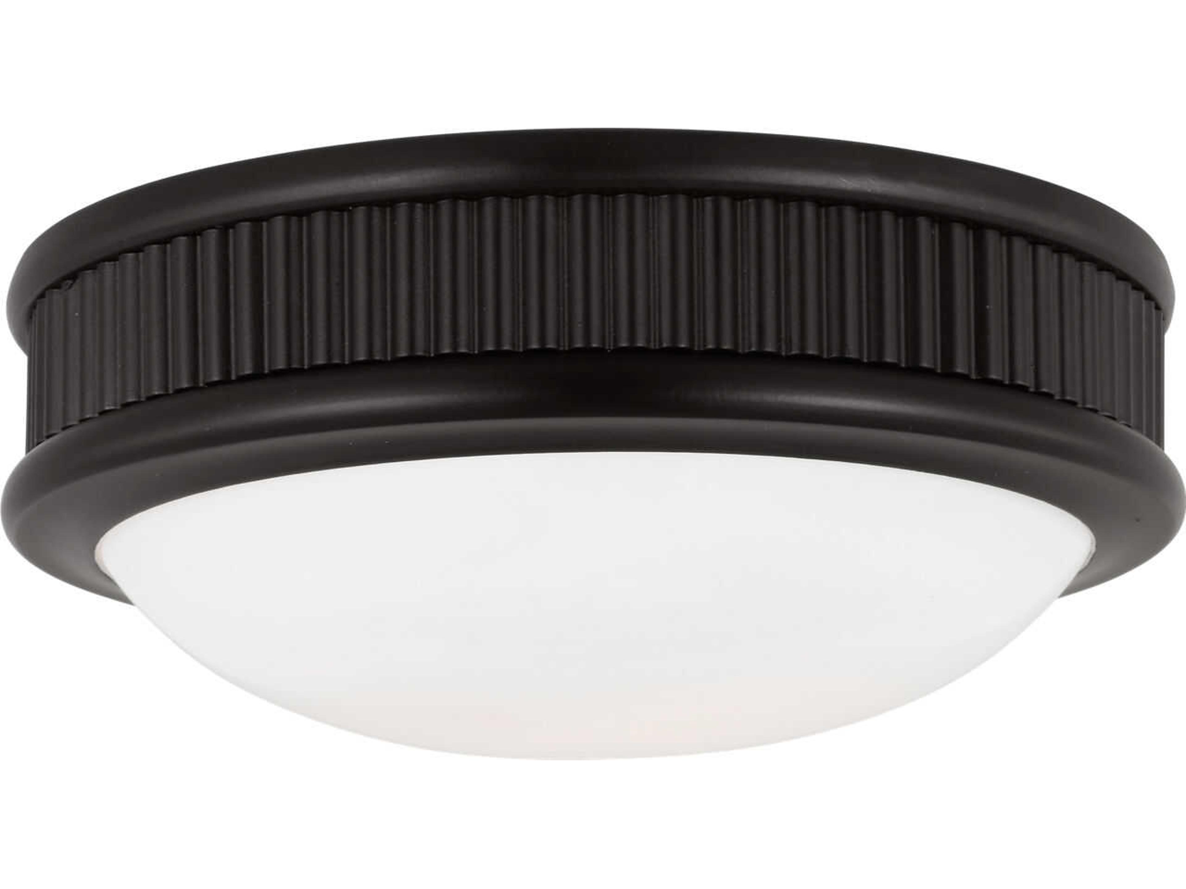 Visual Comfort Studio Ritz Aged Iron Black Round Flush Mount