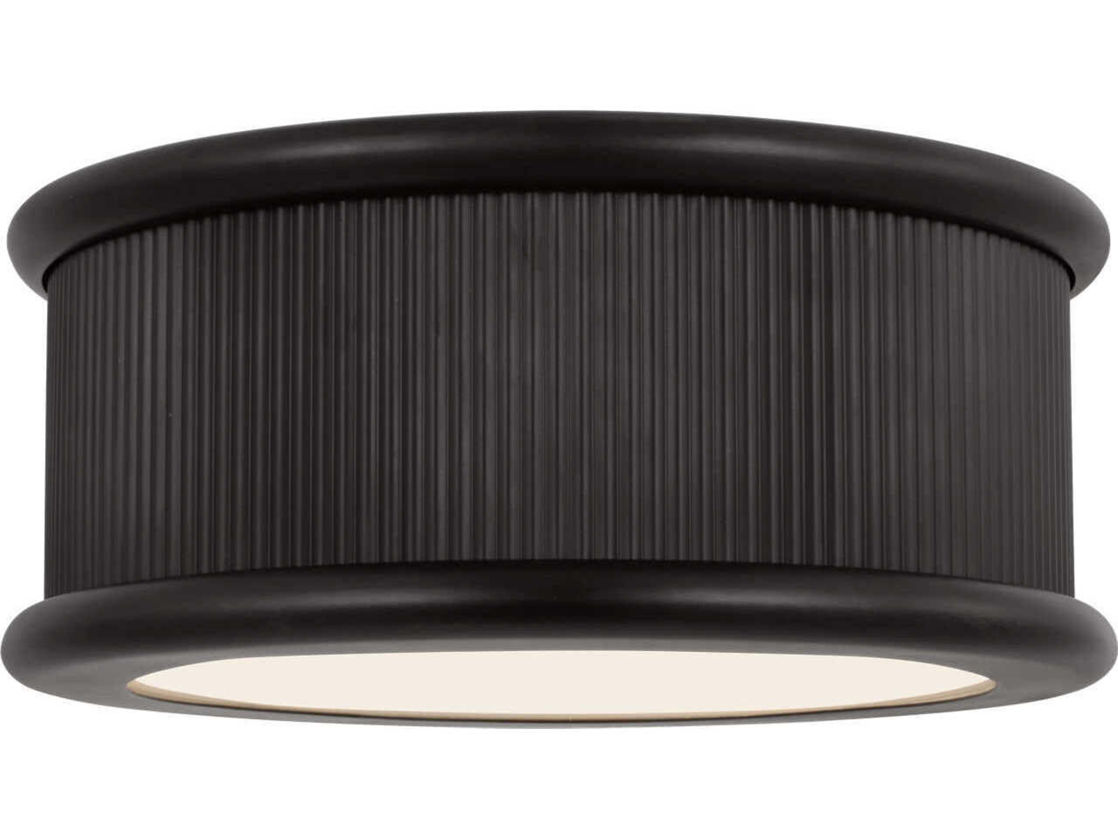 Visual Comfort Studio Ritz 3-Light Aged Iron Black Round Flush Mount