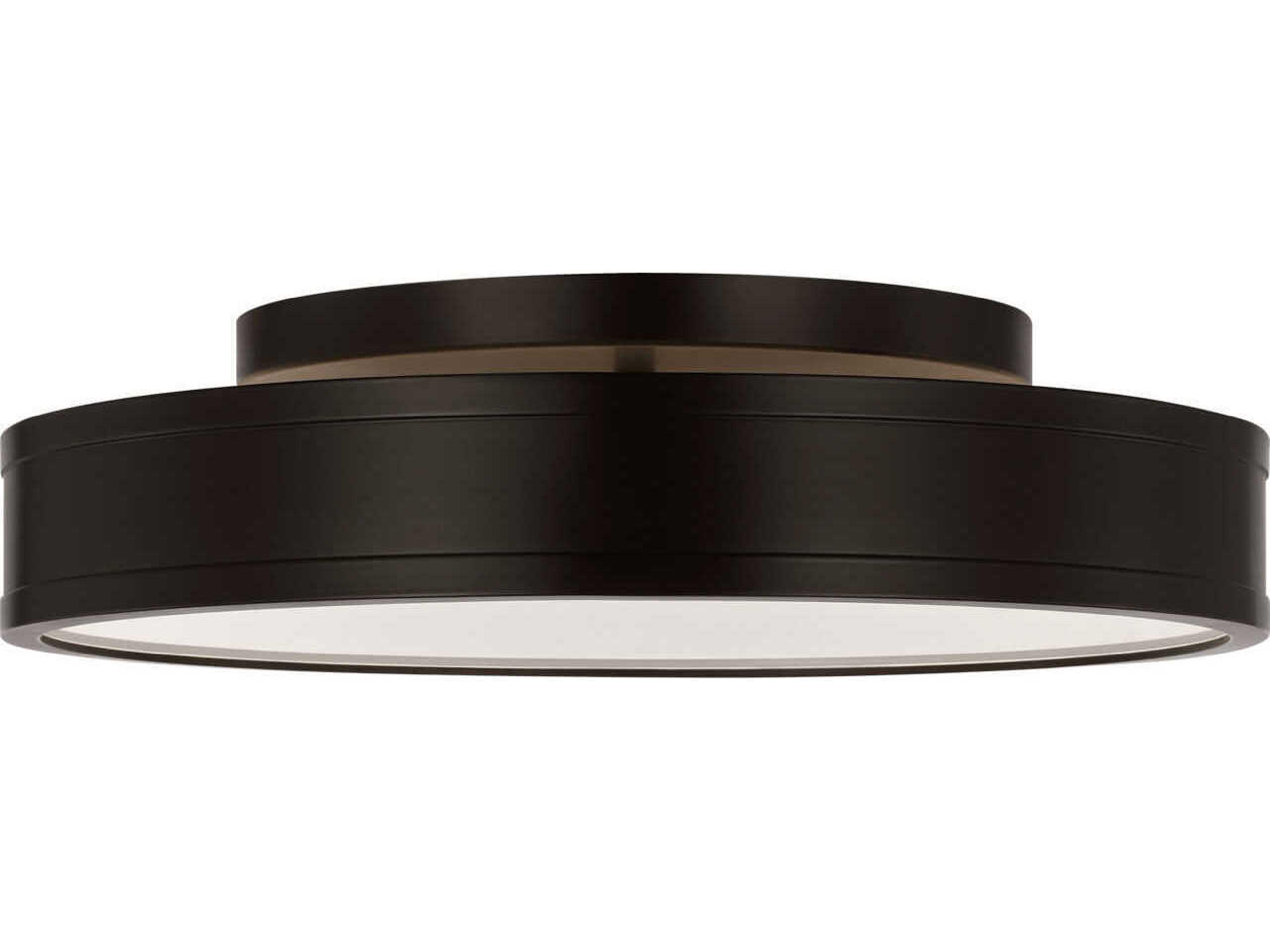 Visual Comfort Studio Dupont Aged Iron Black Round Semi Flush Mount