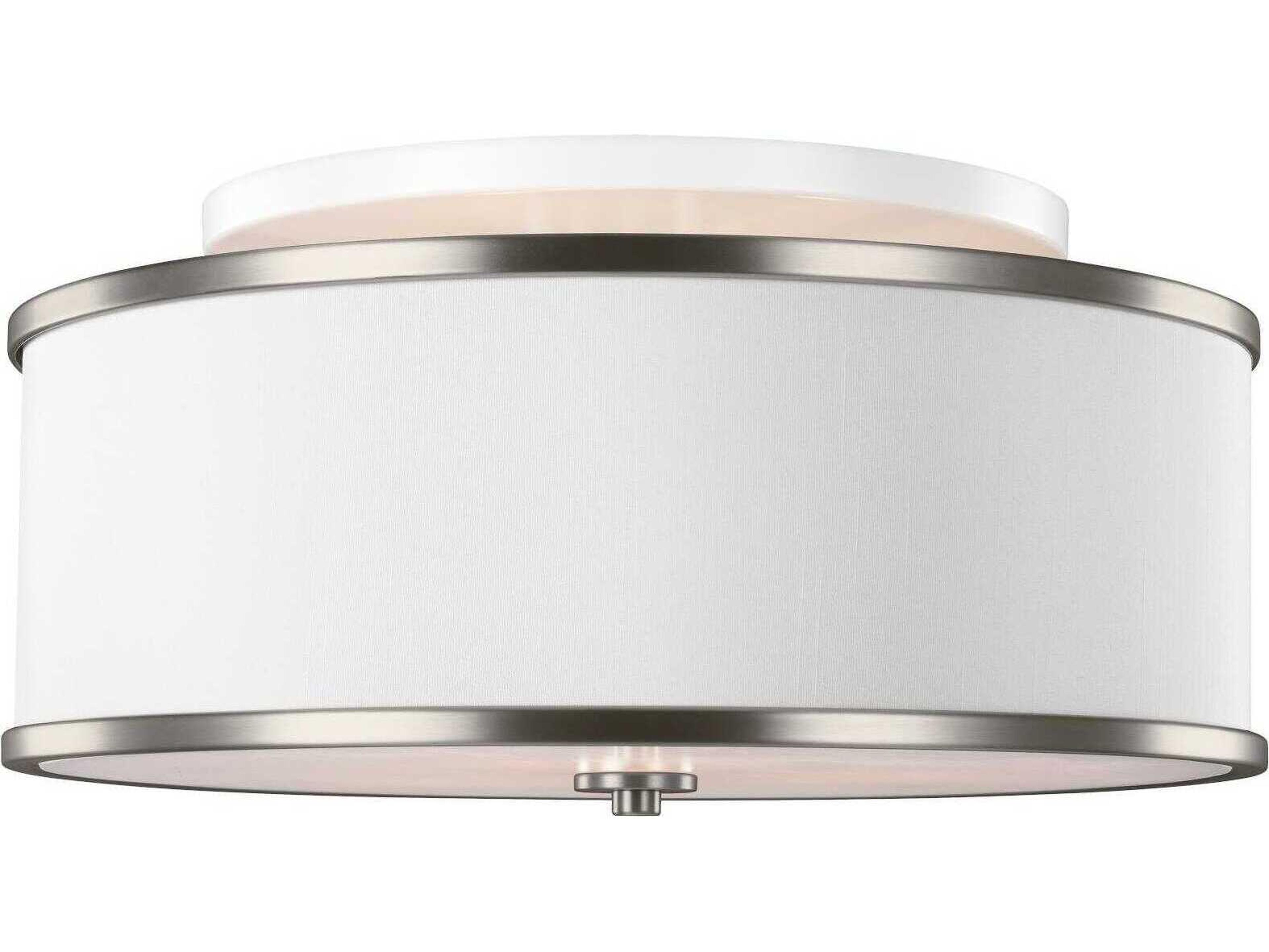 Visual Comfort Studio Lennon 3-Light Satin Nickel Drum Flush Mount