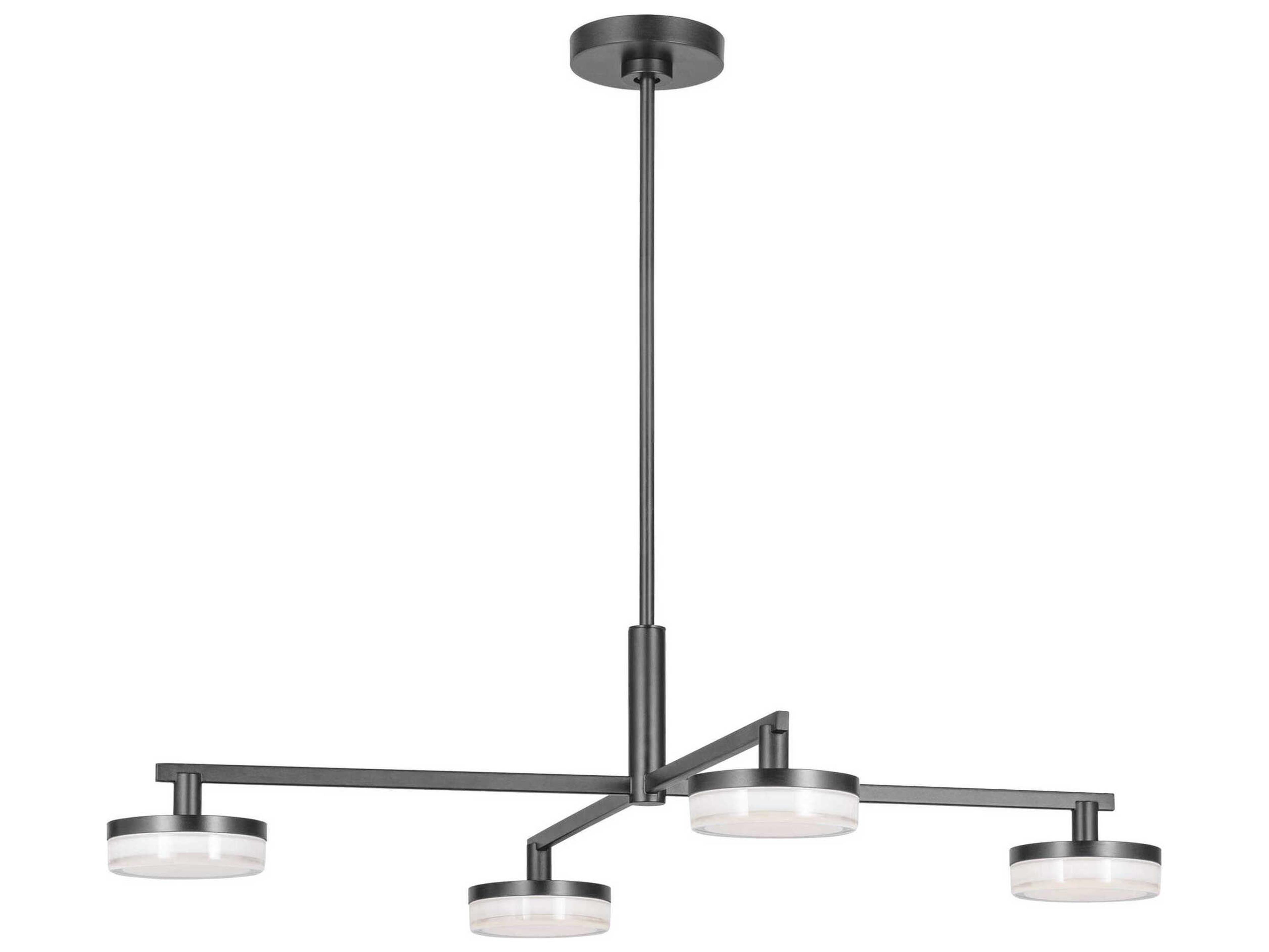 Visual Comfort Studio Khan 4-Light Aged Iron Black Linear Chandelier