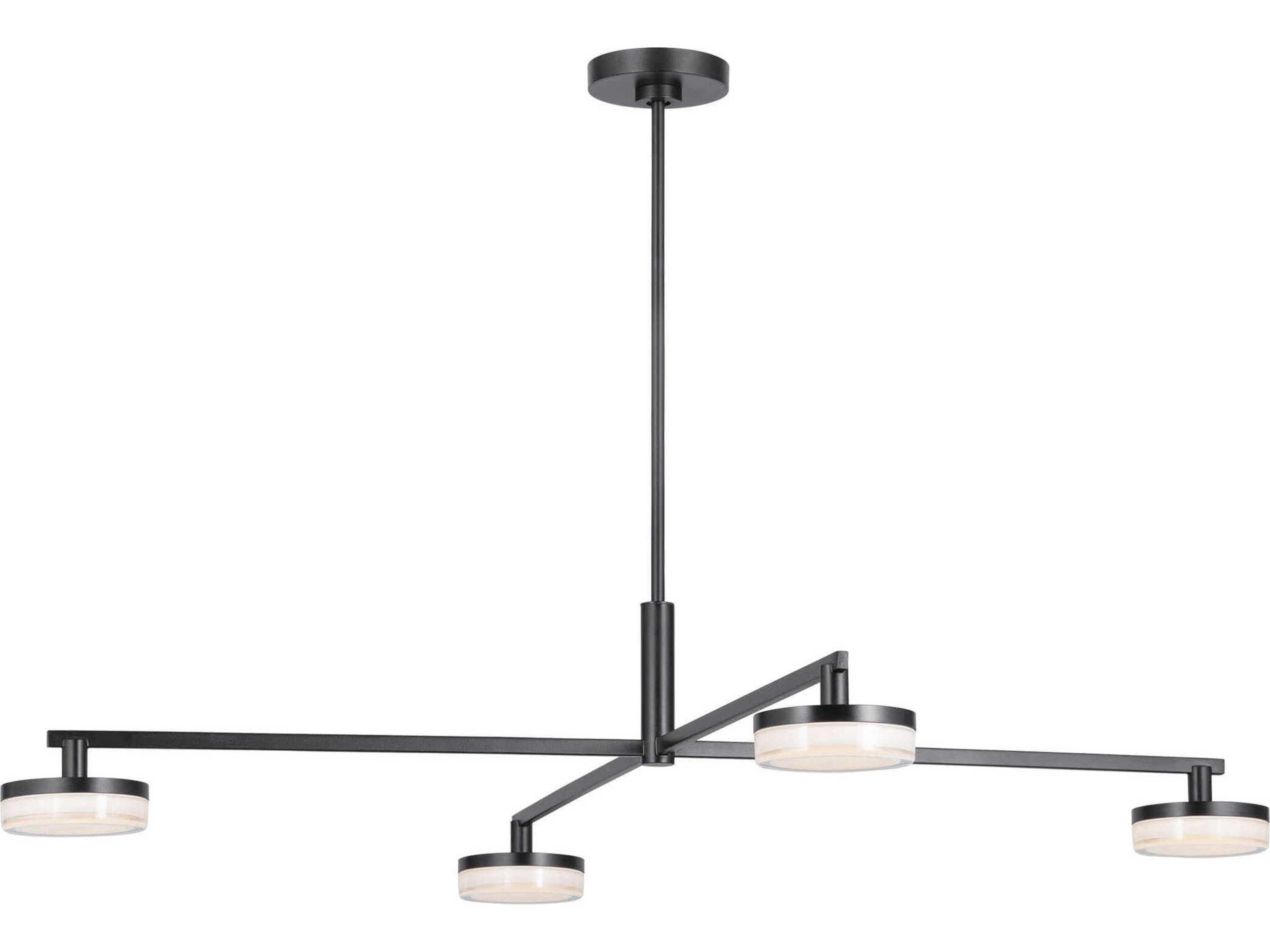 Visual Comfort Studio Khan 4-Light Aged Iron Black Linear Chandelier