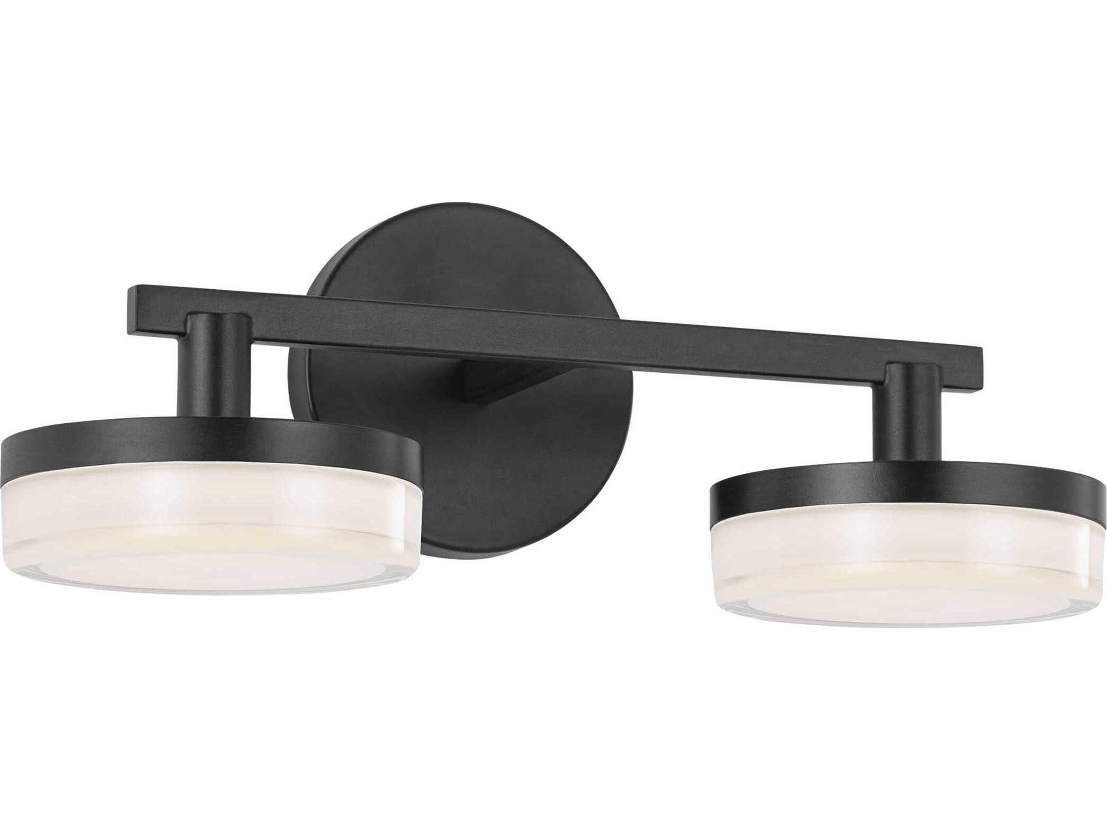 Visual Comfort Studio Khan 2-Light Aged Iron Black Vanity Light