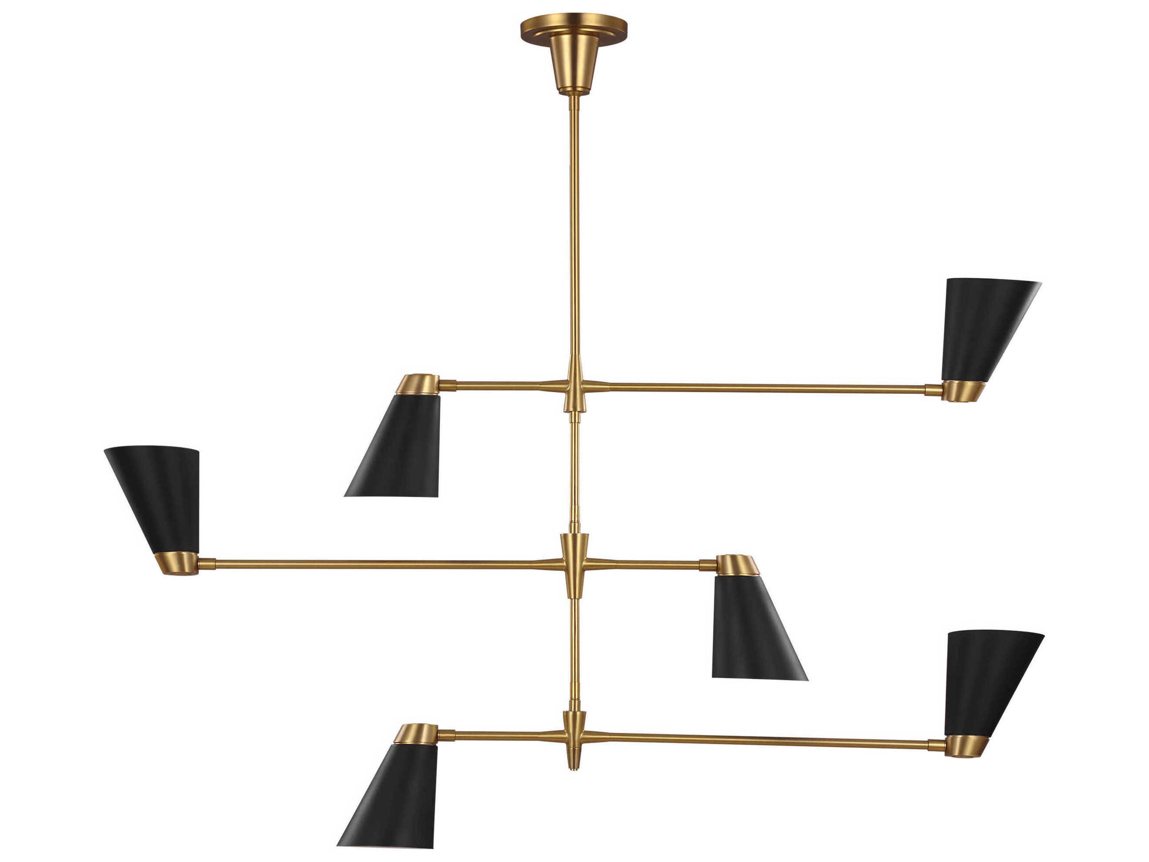 Visual Comfort Studio Signoret 6-Light Burnished Brass Tiered Chandelier