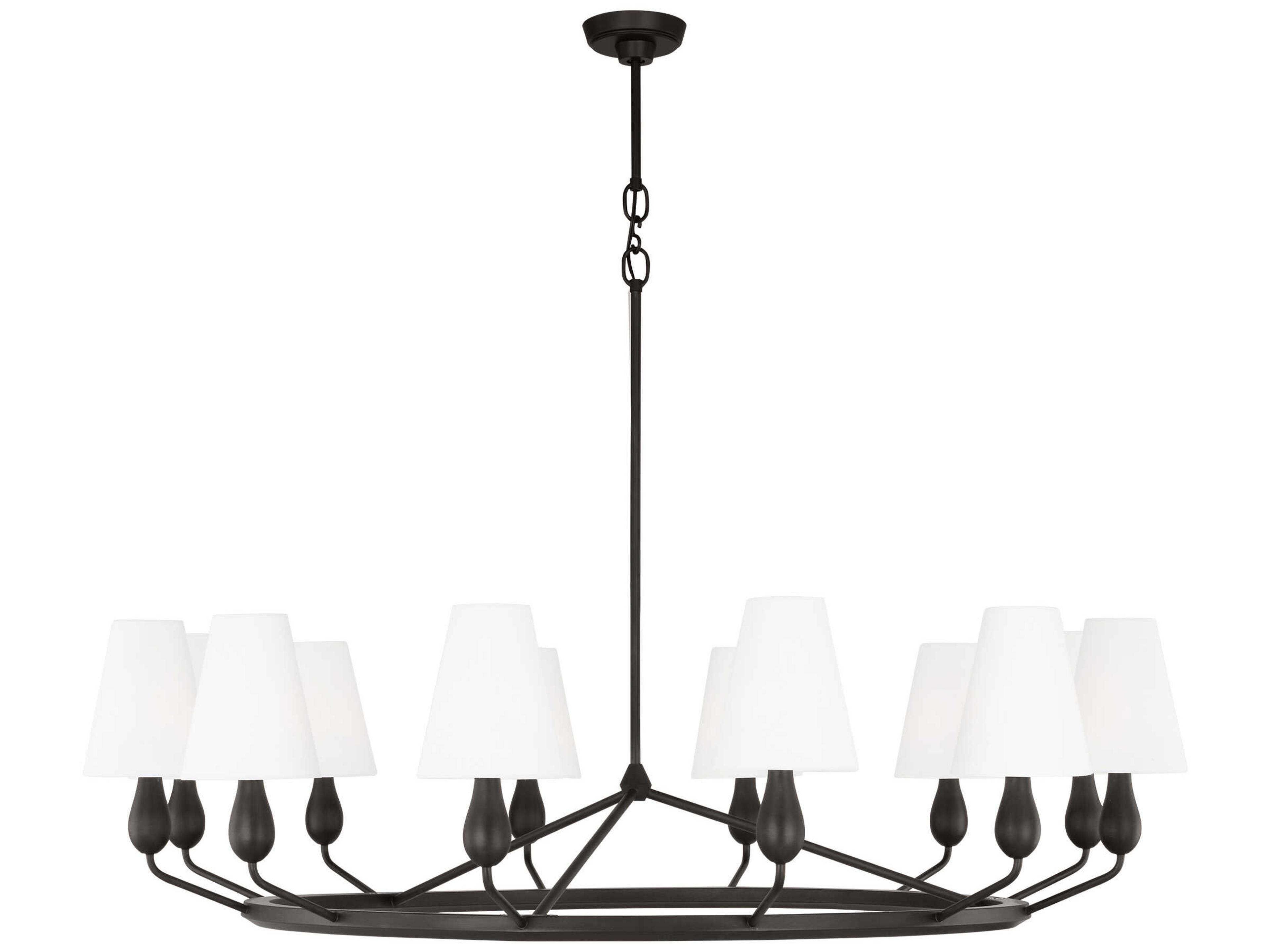 Visual Comfort Studio Ziba 12-Light Aged Iron Black Chandelier