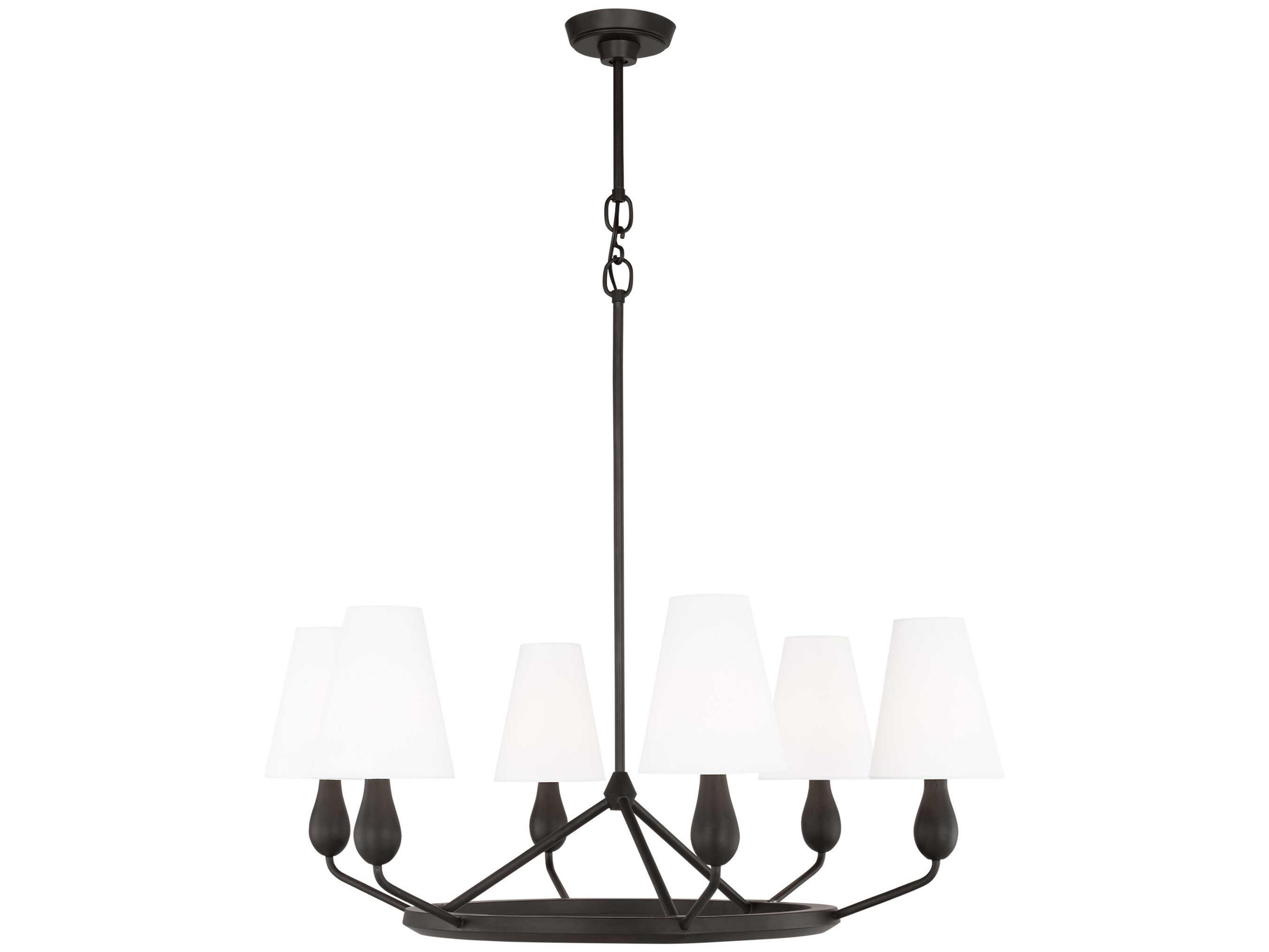 Visual Comfort Studio Ziba 6-Light Aged Iron Black Chandelier