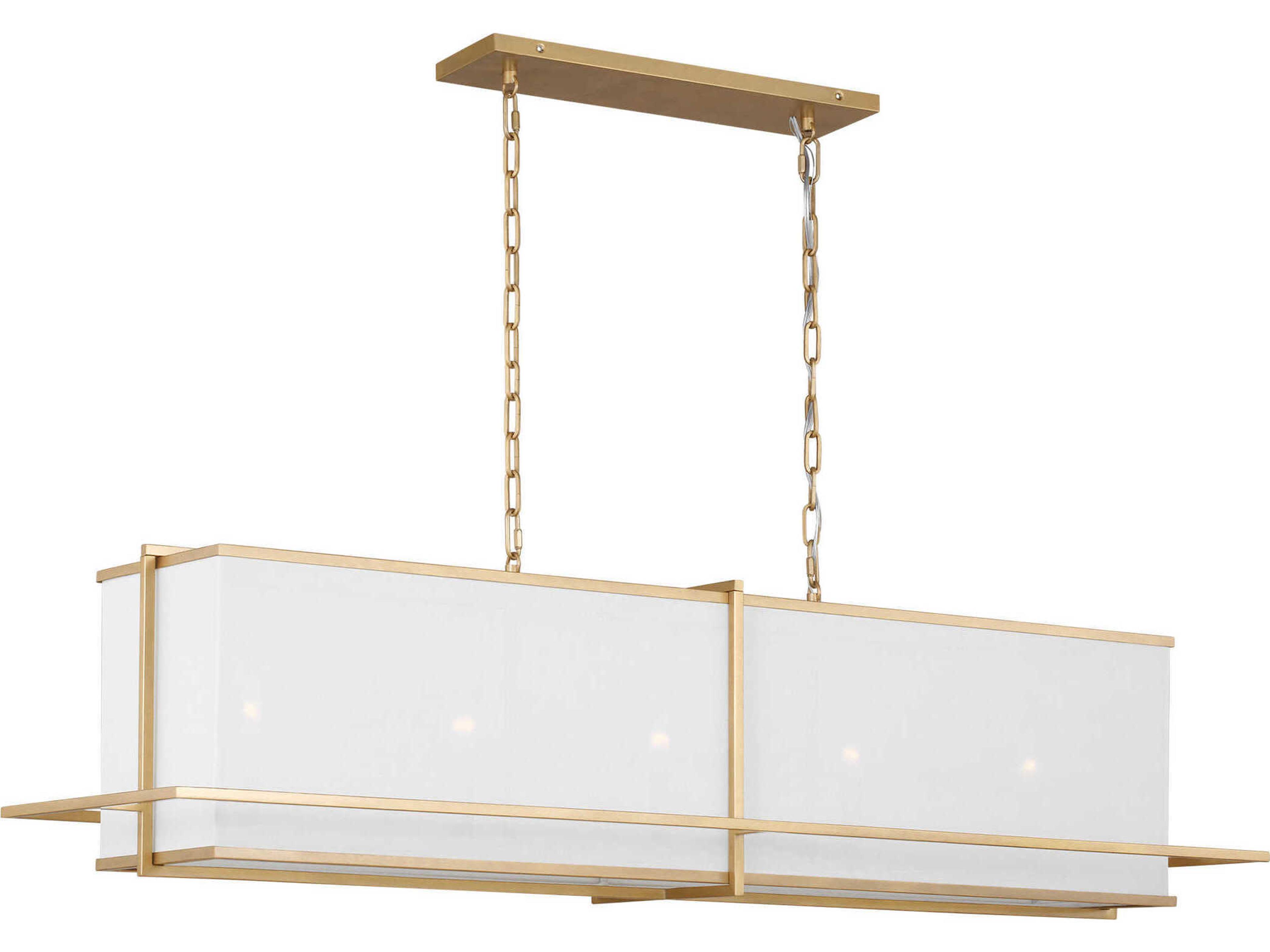 Visual Comfort Studio Dresden 5-Light Coastal Gild Gold Linear Island Pendant