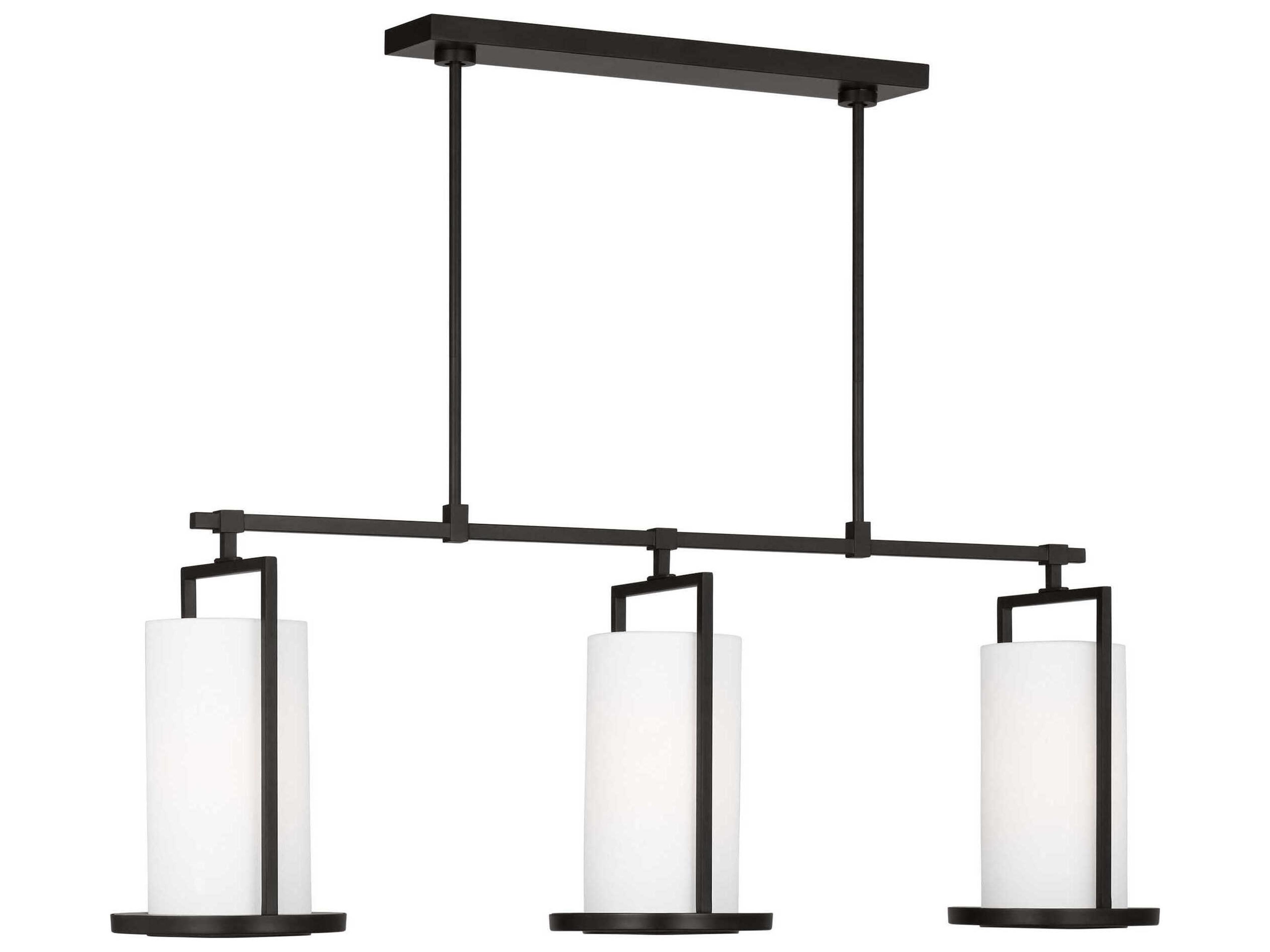 Visual Comfort Studio Sherwood 3-Light Aged Iron Black Cylinder Island Pendant