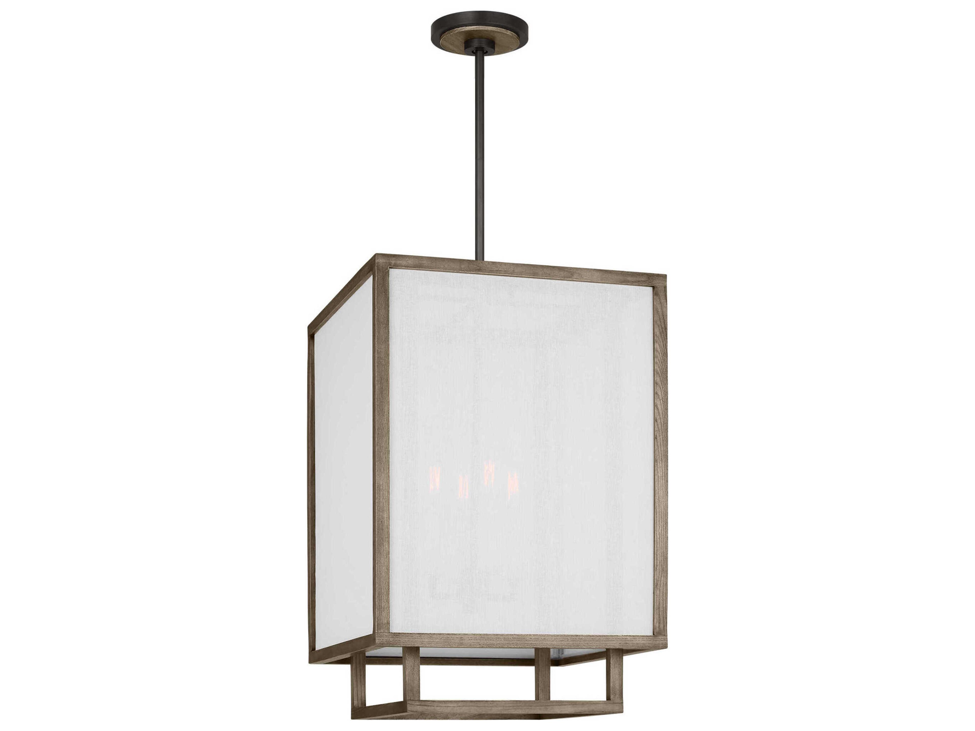 Visual Comfort Studio Brockway 4-Light Weathered Oak Wood Brown Pendant