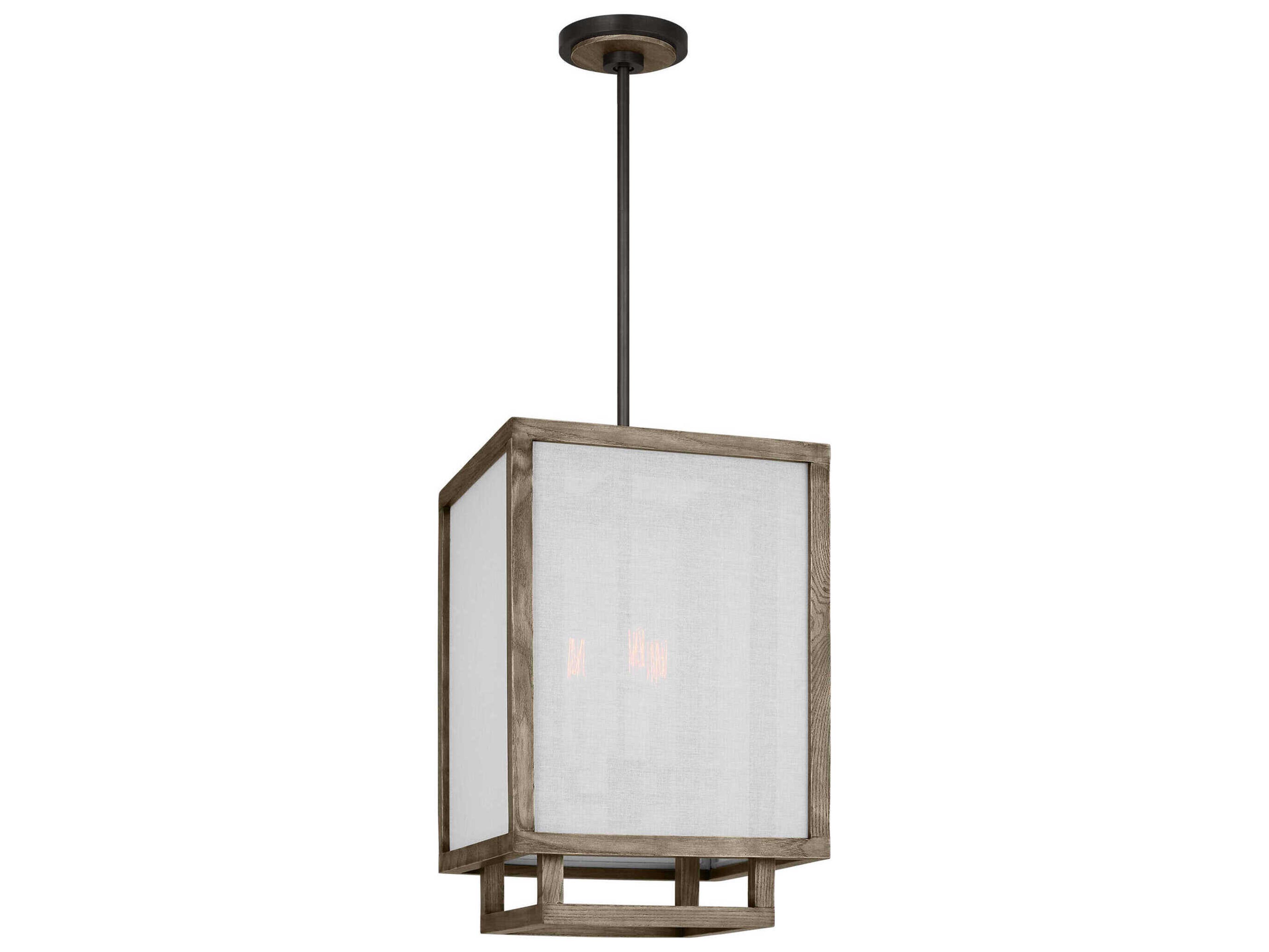 Visual Comfort Studio Brockway 3-Light Weathered Oak Wood Brown Mini Pendant