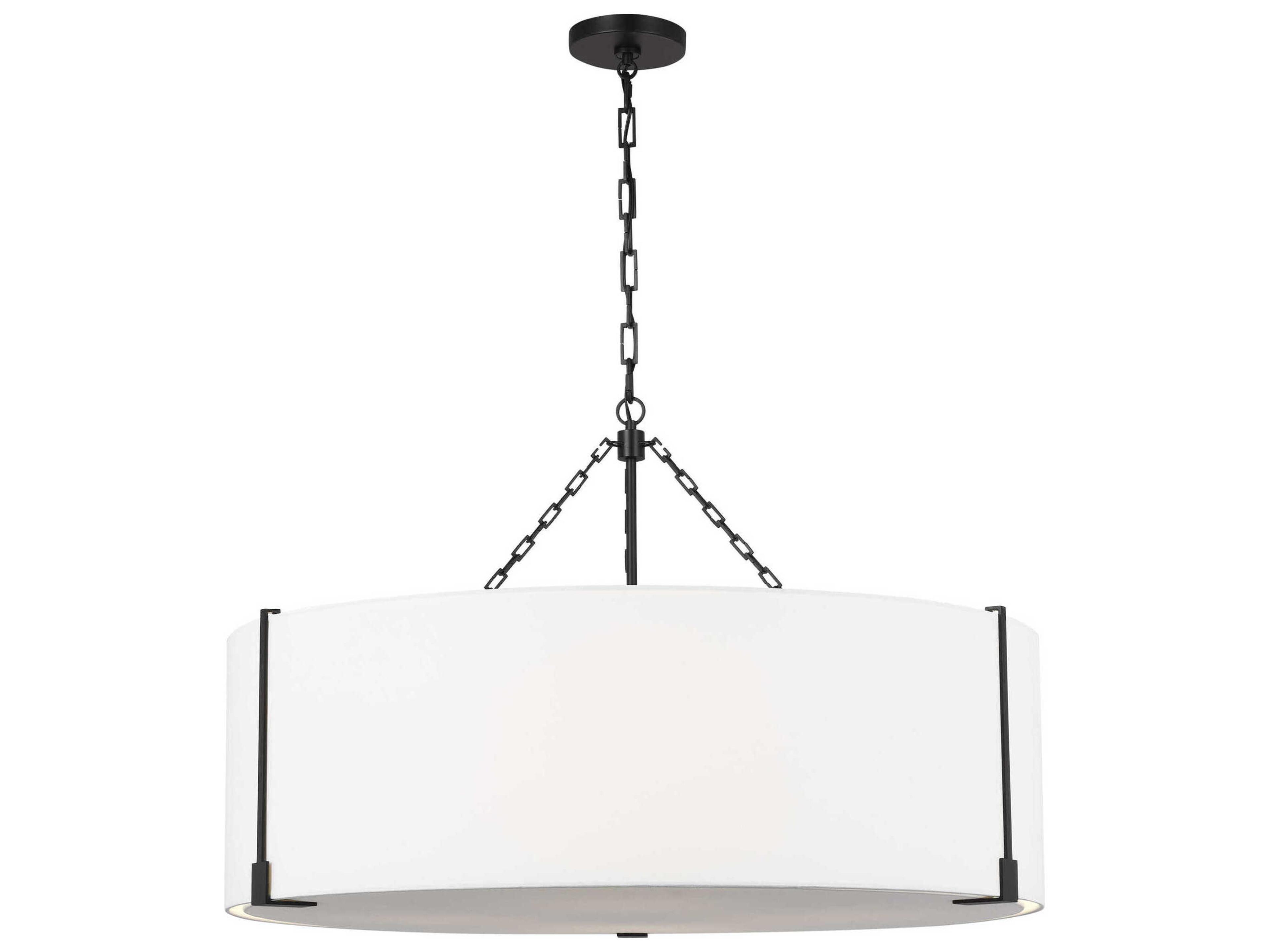 Visual Comfort Studio Bergen 4-Light Aged Iron Black Drum Pendant